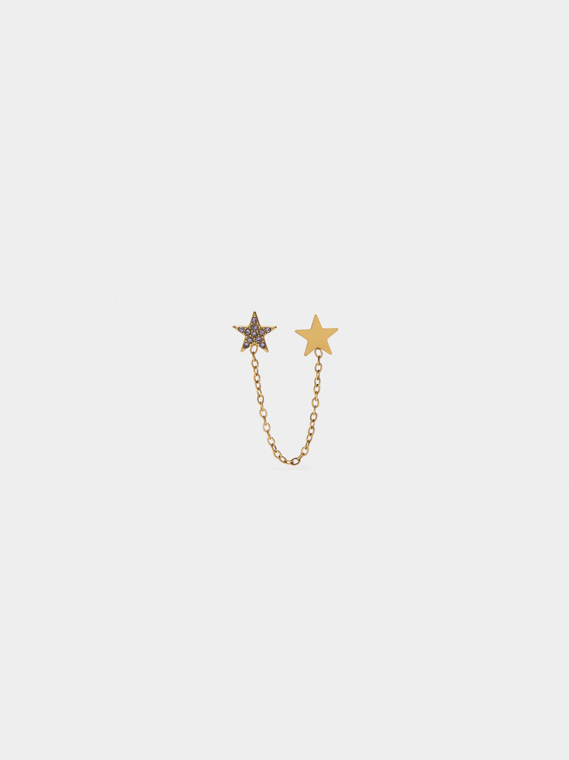 Individual star earring with chain - stainless steel image number 0.0