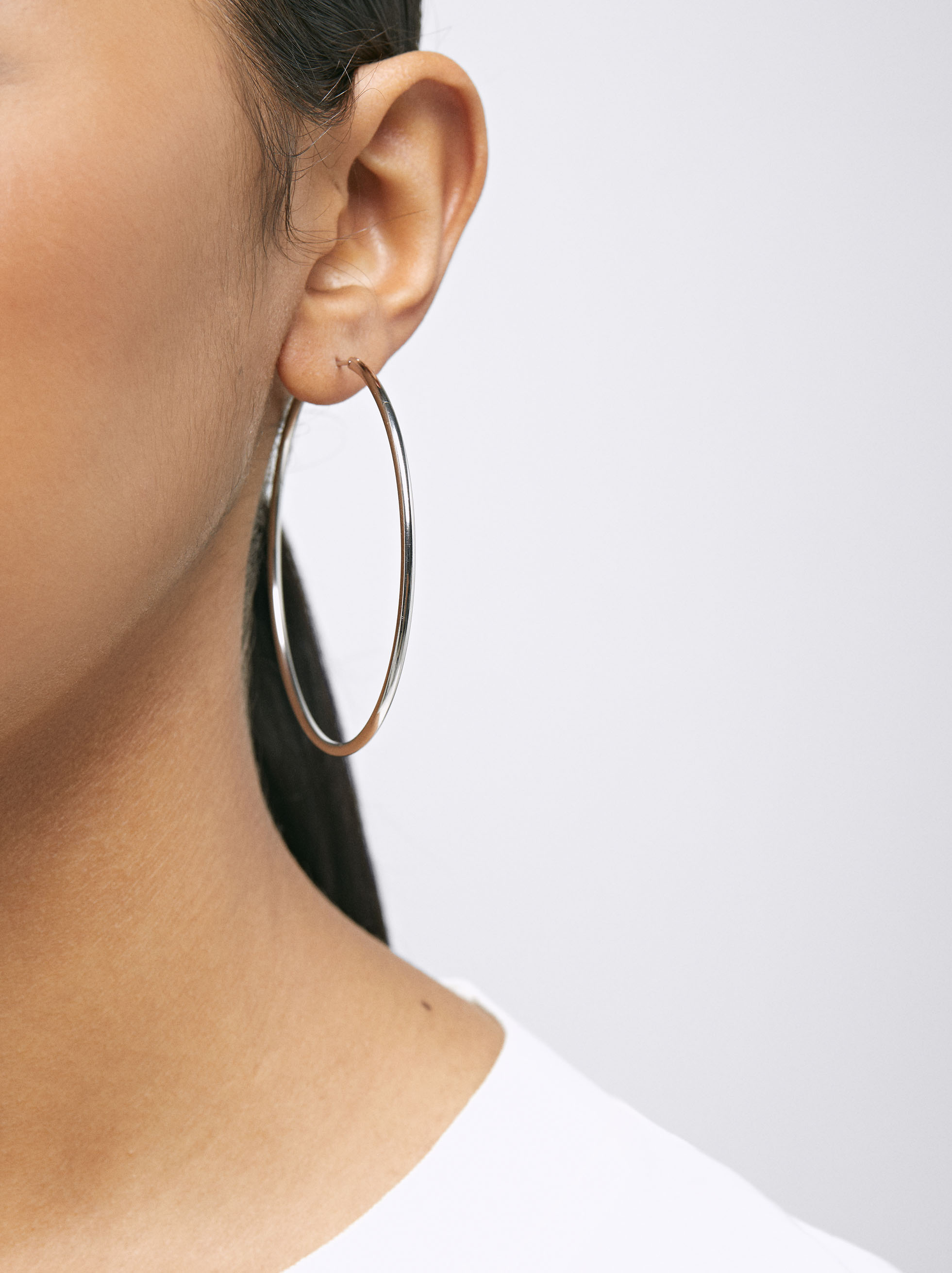 925 Silver Large Hoop Earrings image number 1.0