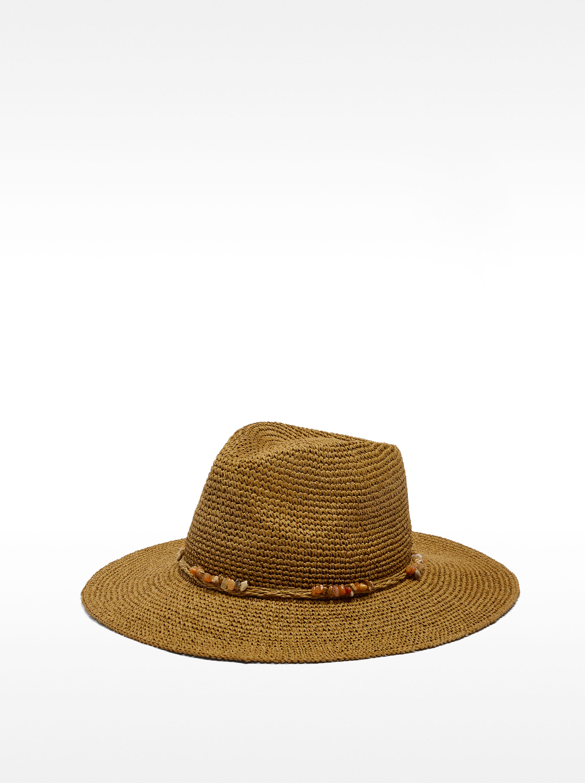 Straw-effect hat with shells and stones image number 0.0