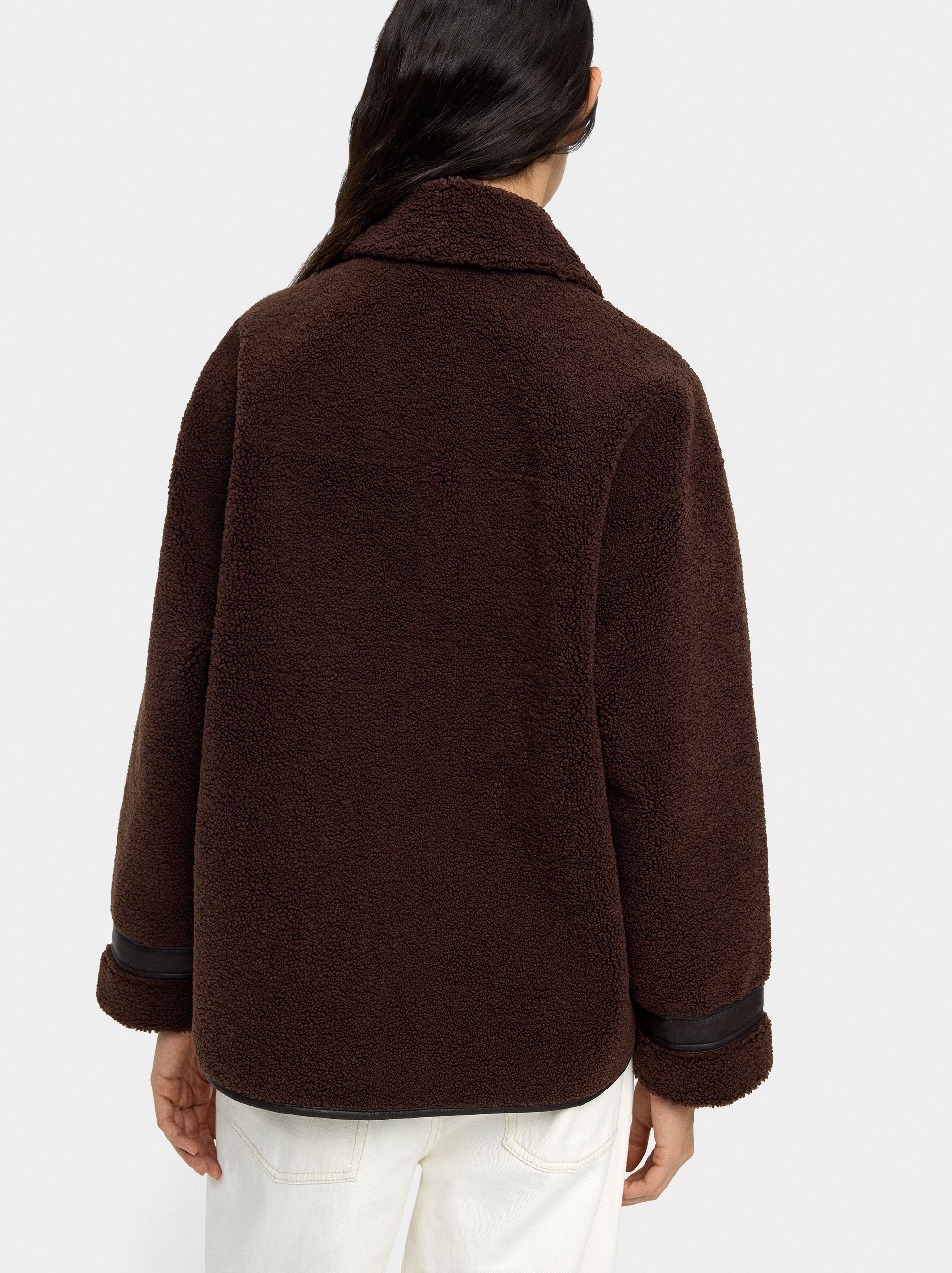 Jacket with sherpa effect and texture contrast image number 4.0