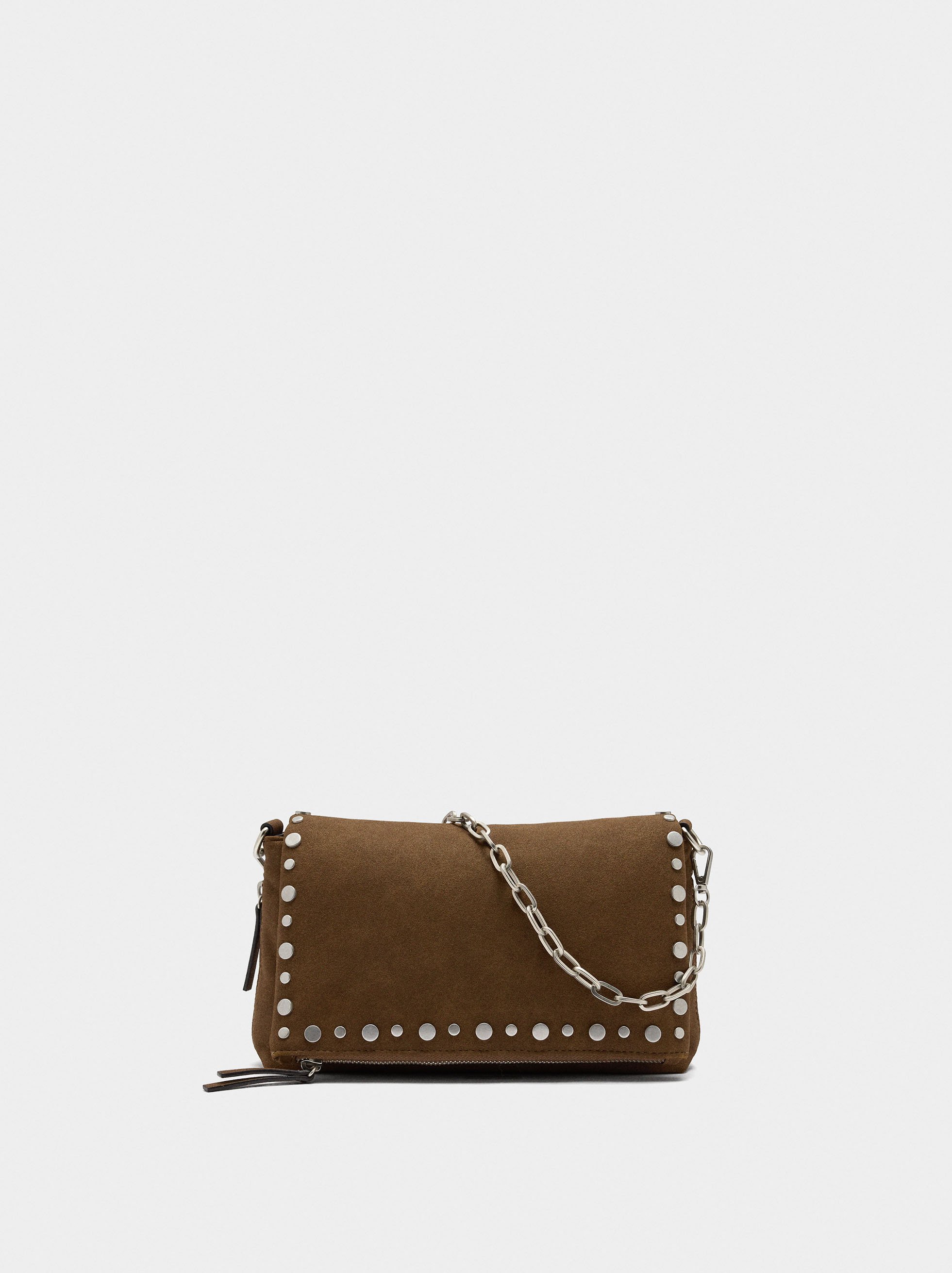 Faux leather studded shoulder bag image number 0.0