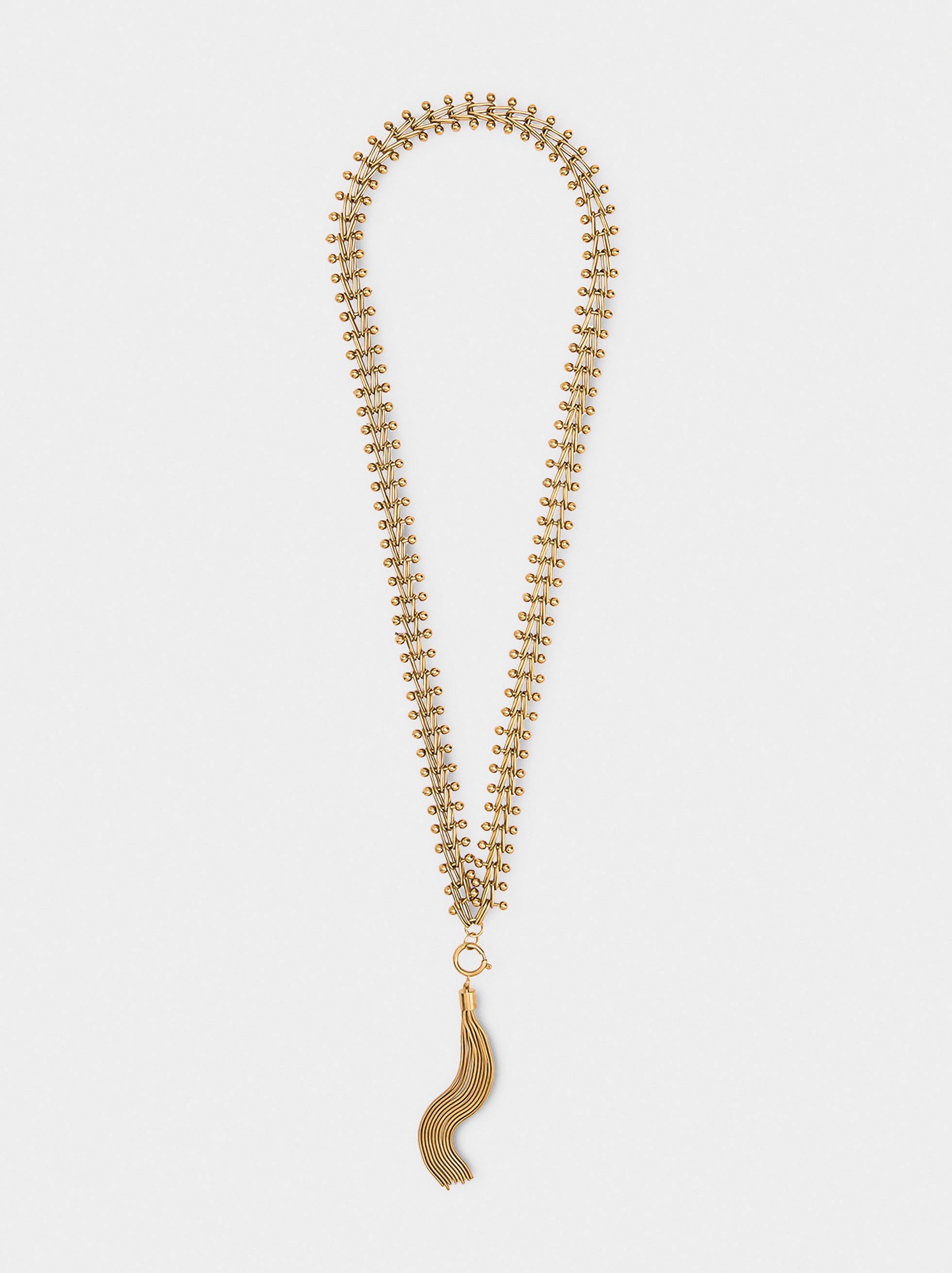 Long necklace pendant metallic fringes image number 0.0