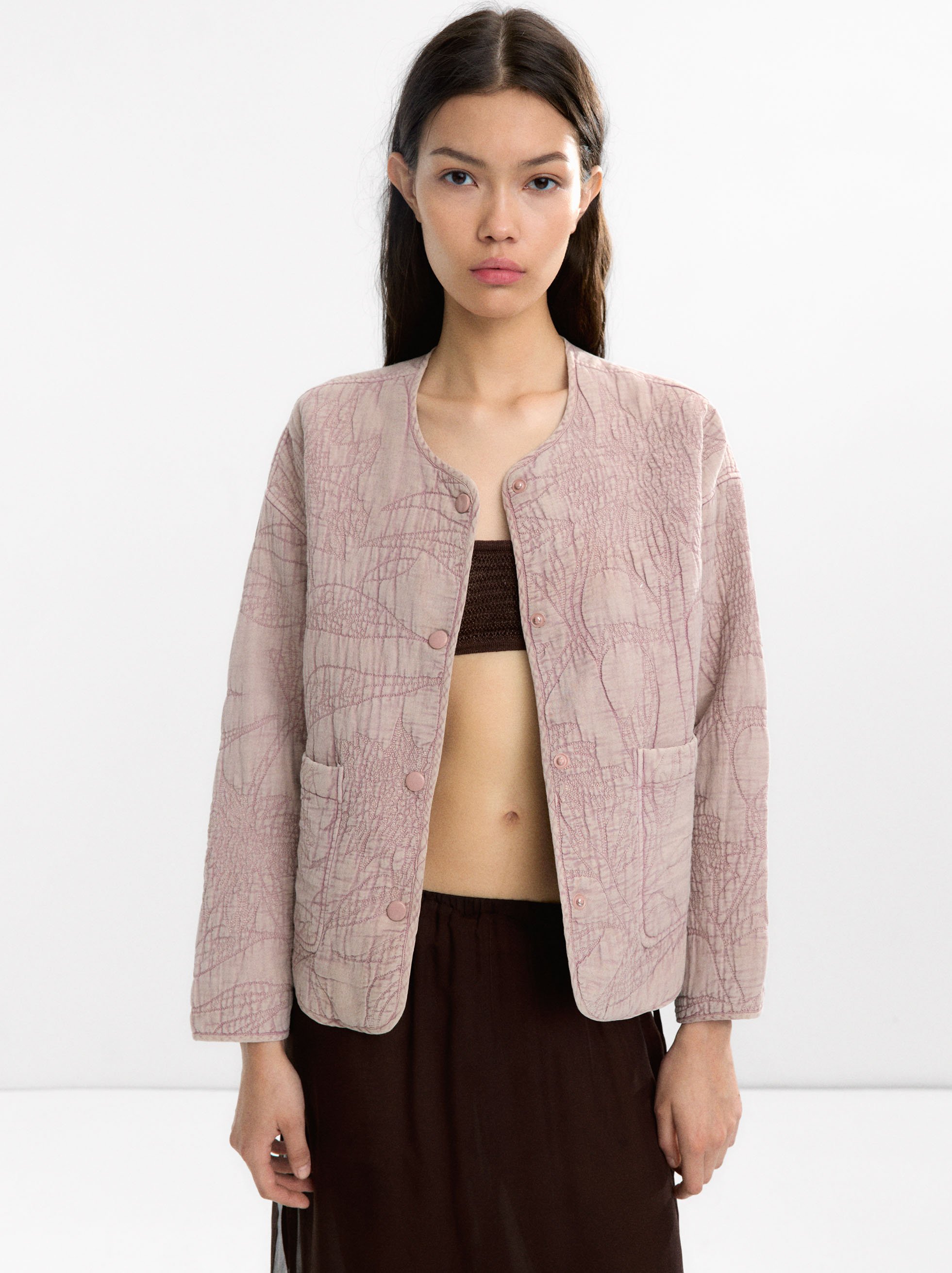 Cotton coat with embroidery image number 1.0