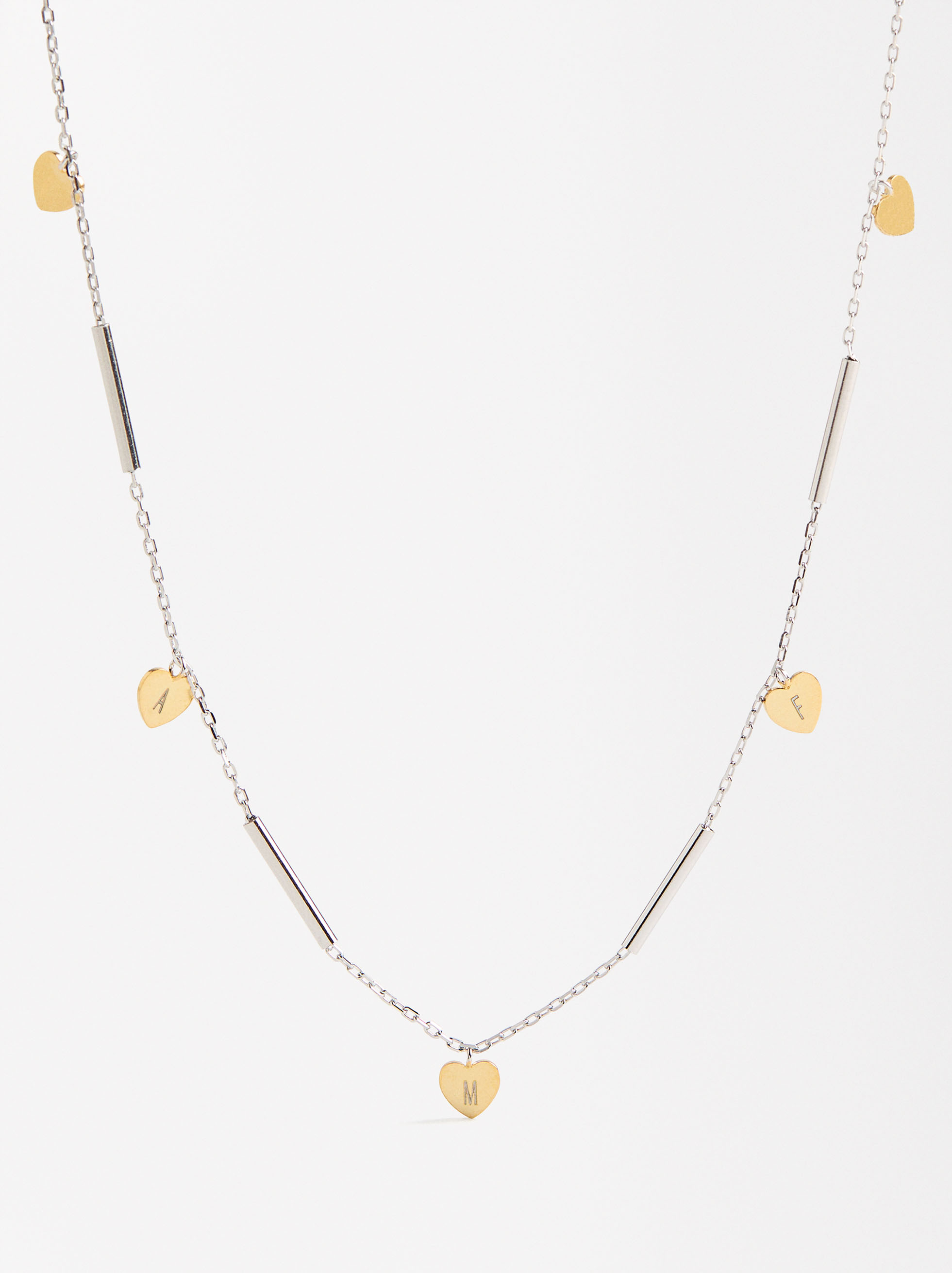 Bicolor necklace with hearts - 925 sterling silver image number 0.0