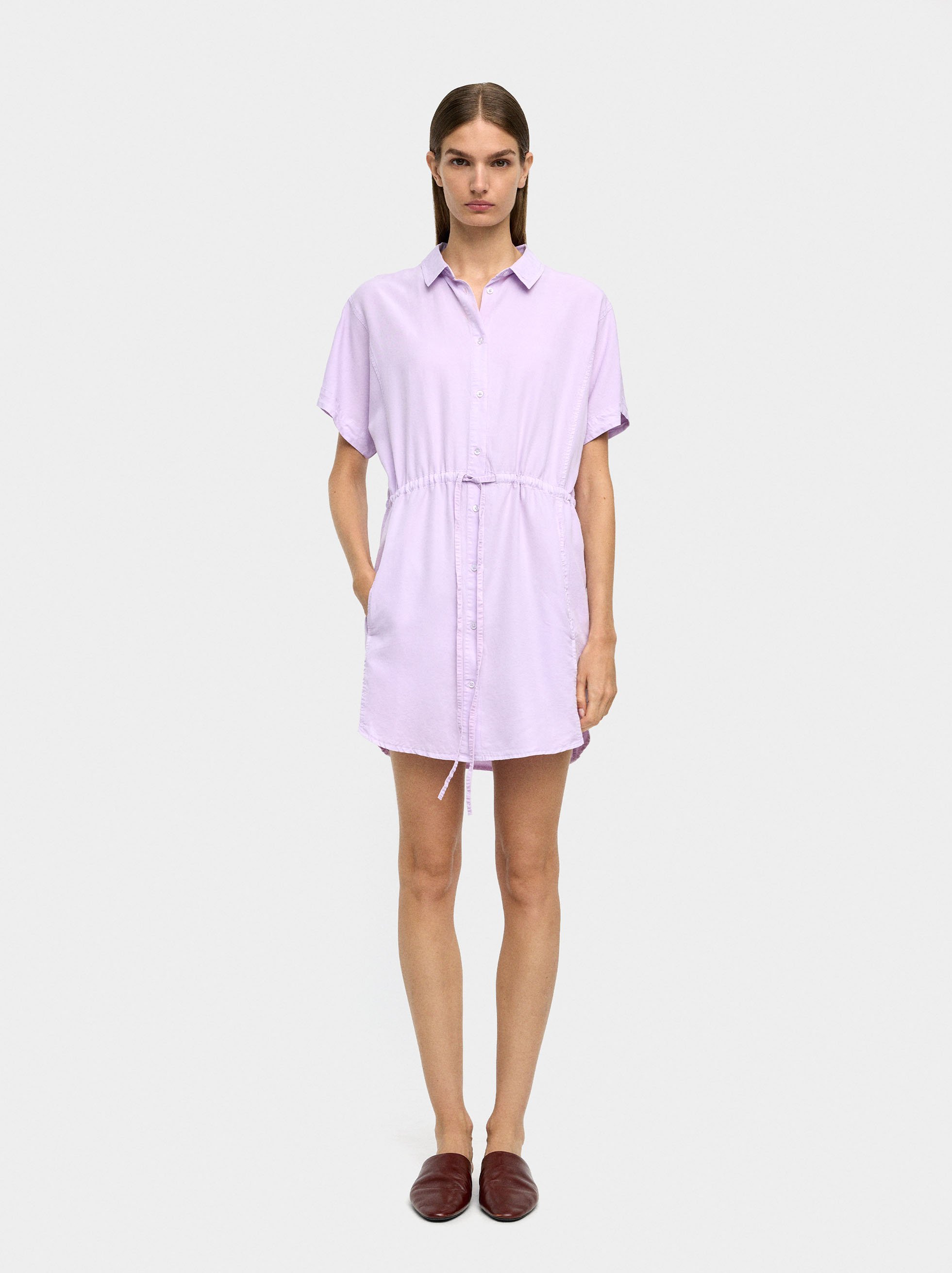 100% lyocell shirt dress image number 4.0