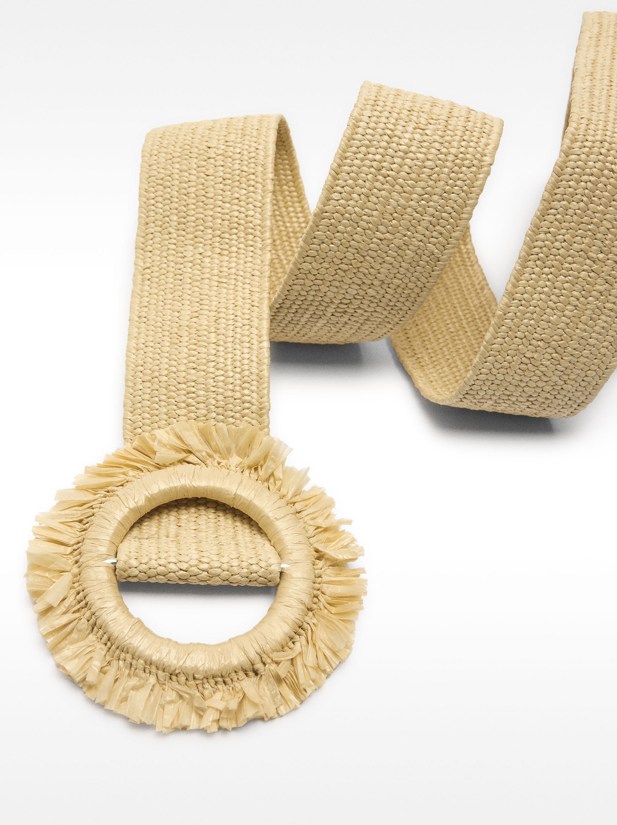 Straw-effect belt with round buckle image number 2.0