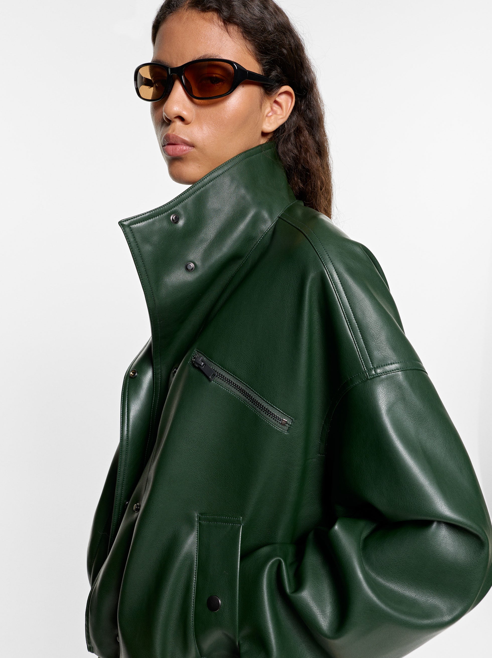 Chaqueta biker de efecto piel image number 1.0