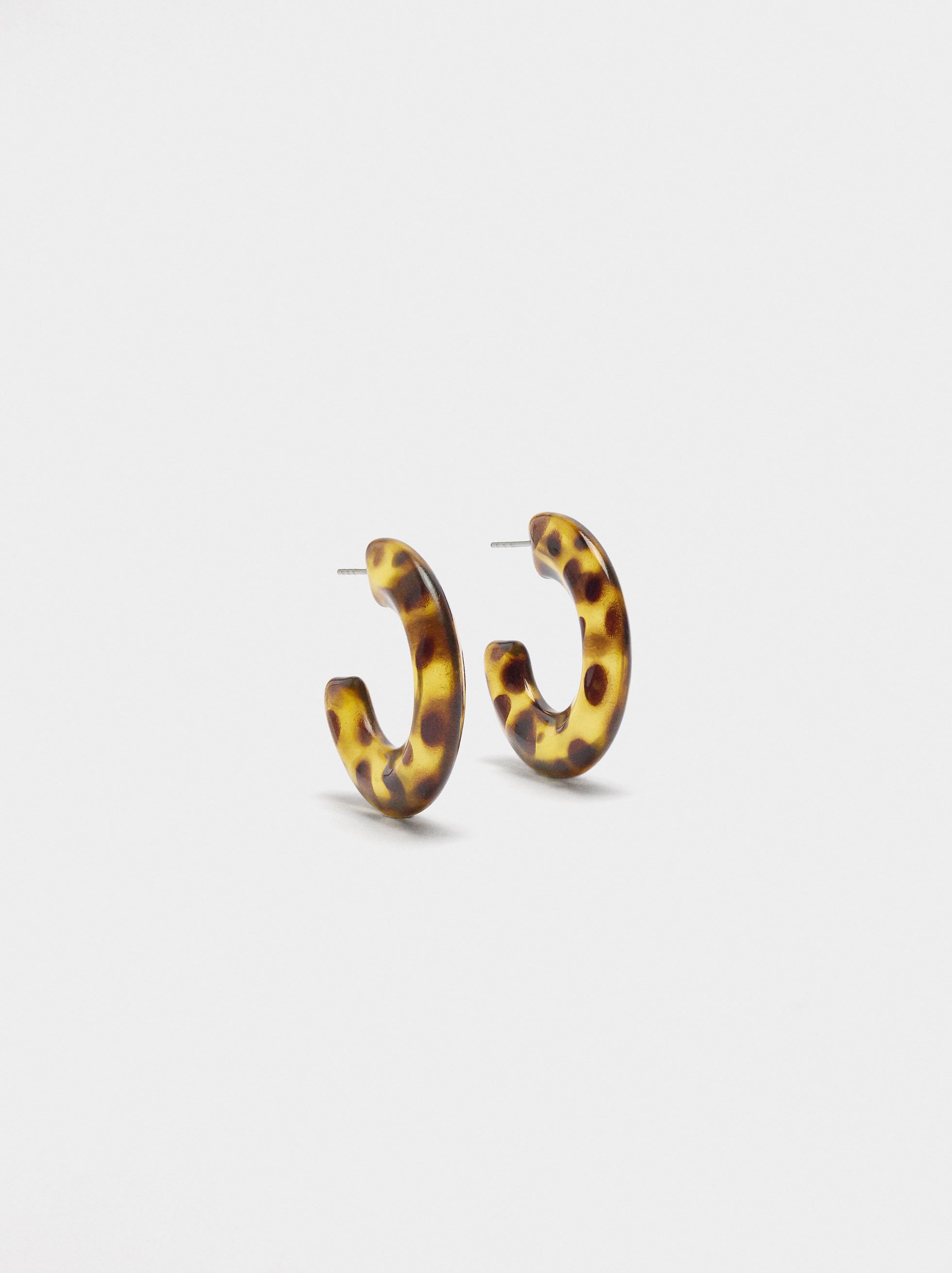 Open hoop earrings with tortoiseshell effect image number 0.0