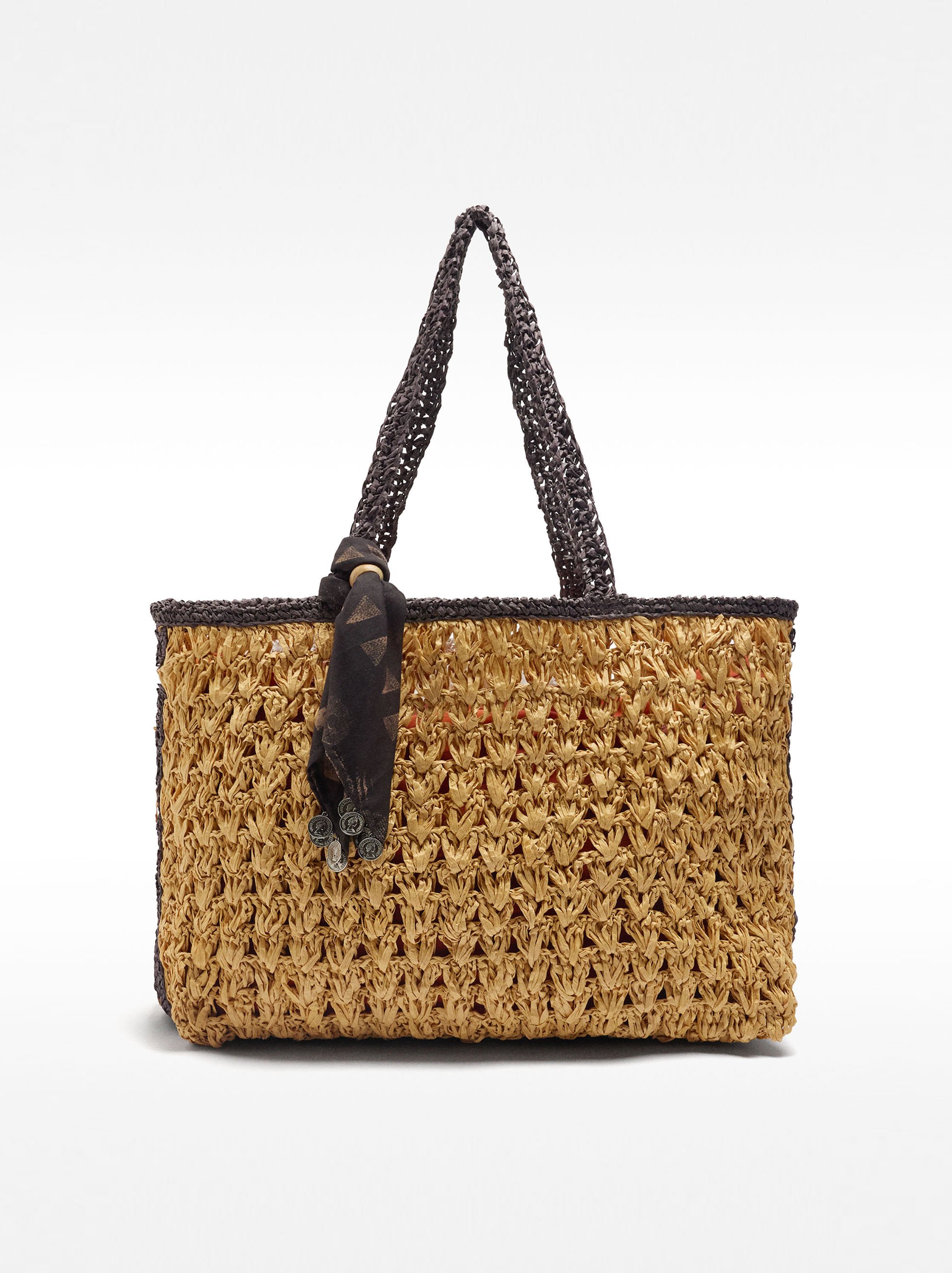 Shopper bag with braided straw effect image number 5.0
