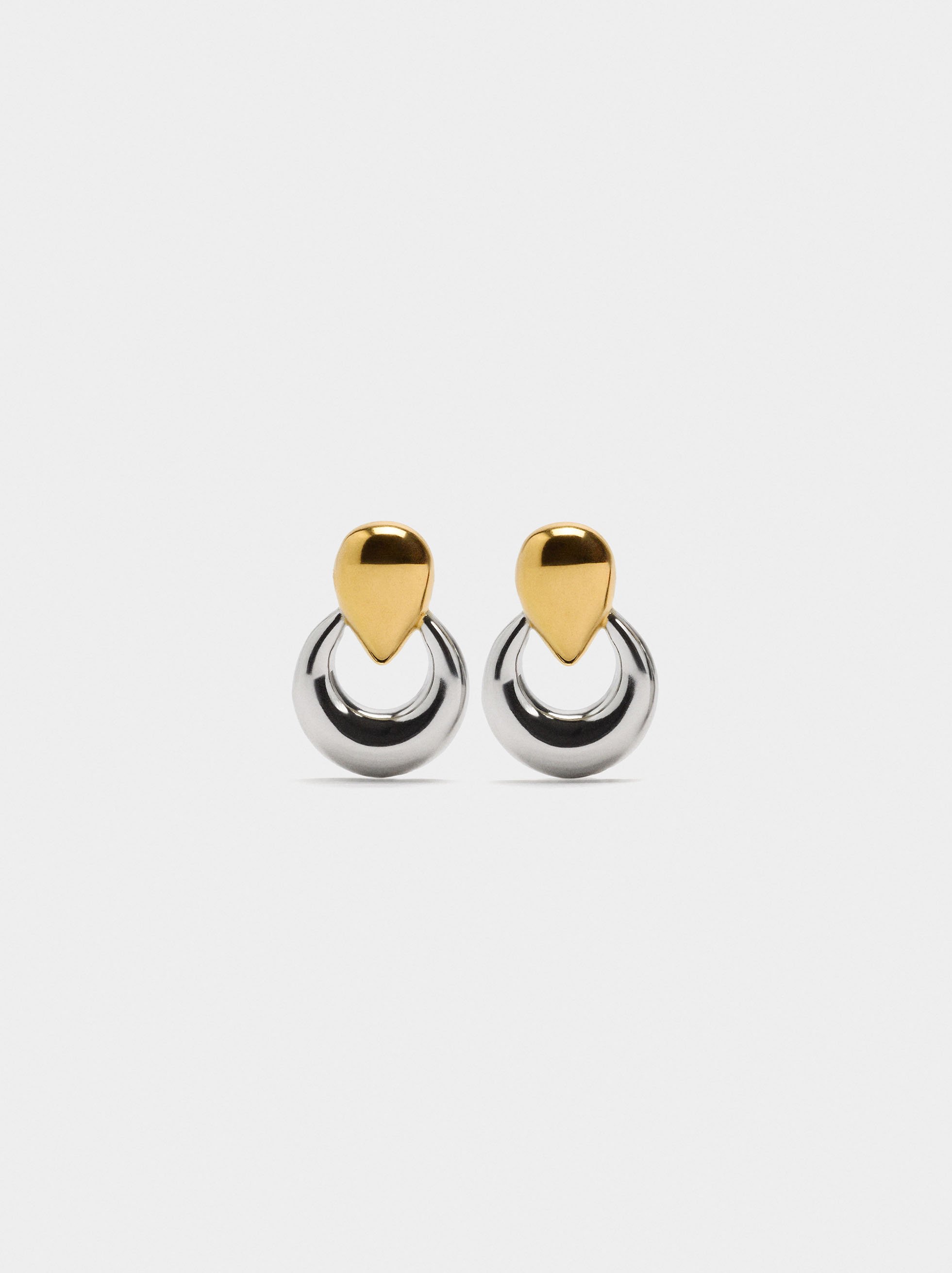 Bicolor short earrings - stainless steel image number 0.0