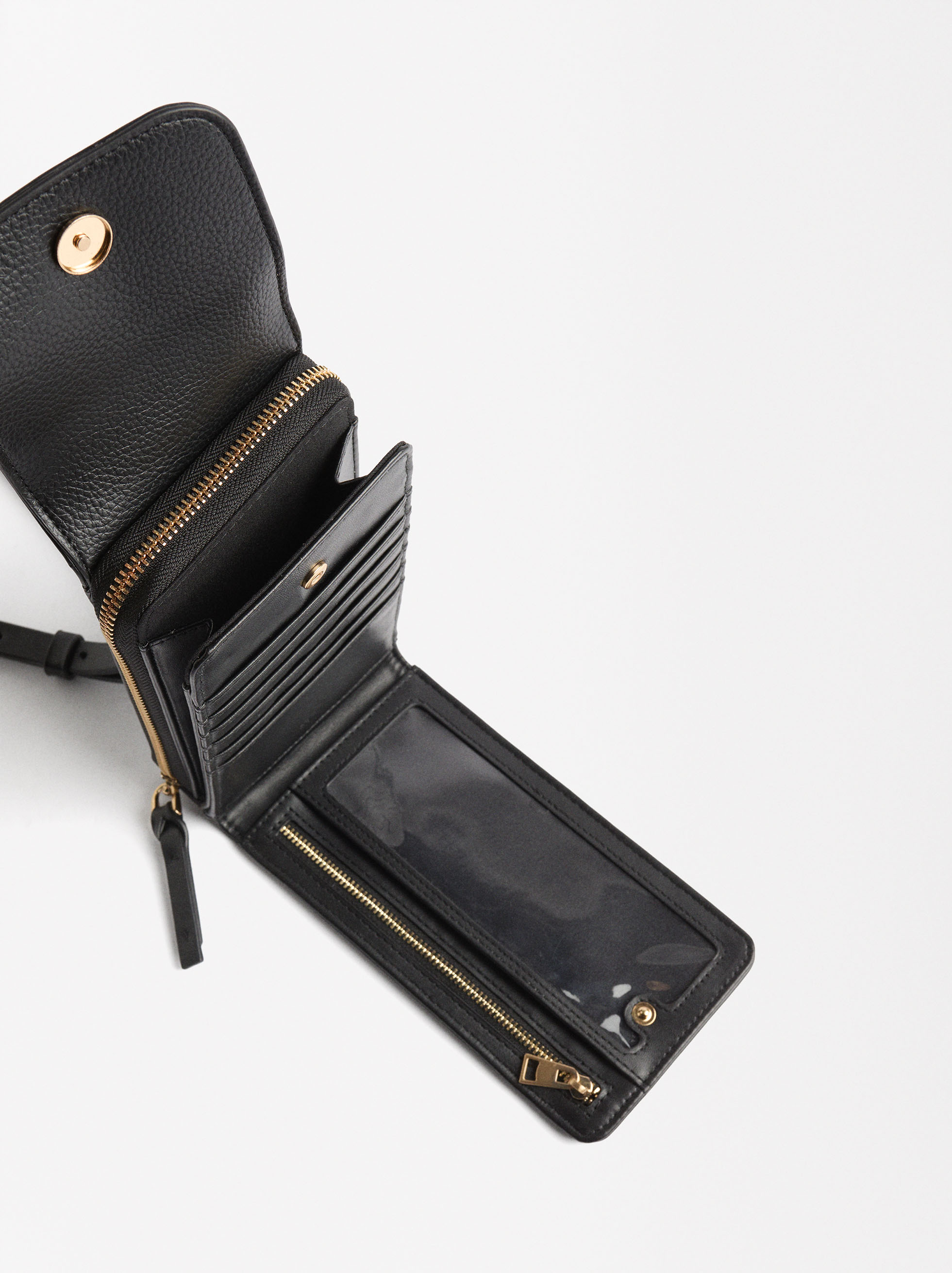 Leather phone pouch with flap closure image number 4.0