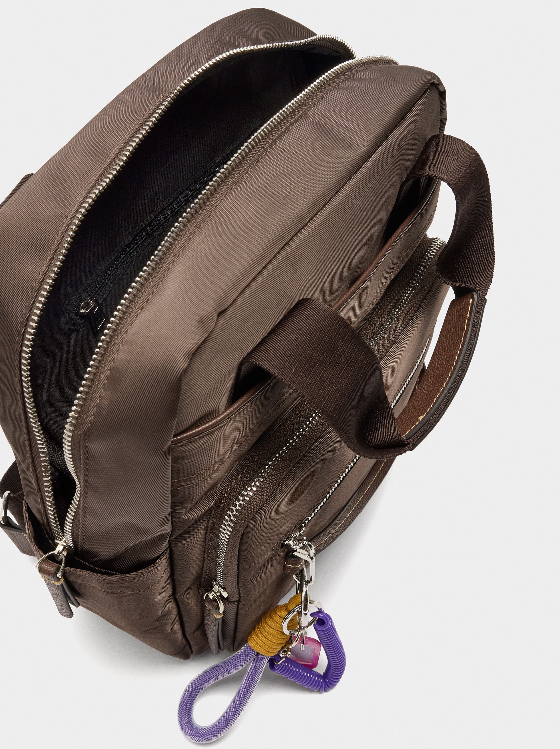 Nylon backpack with pendant image number 3.0