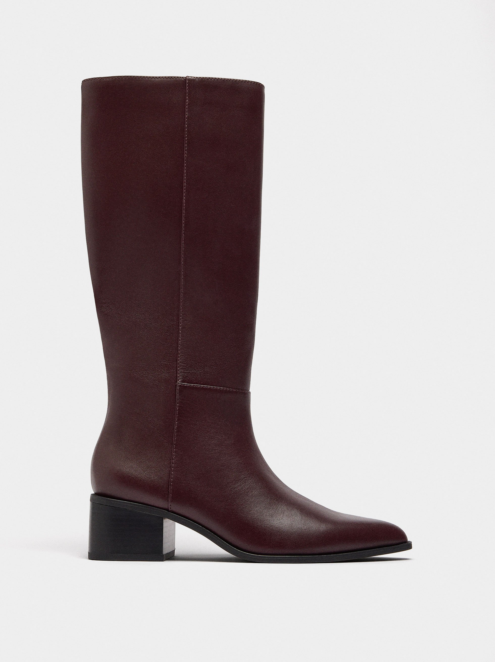 Stiefel aus Leder mit breitem Absatz image number 1.0