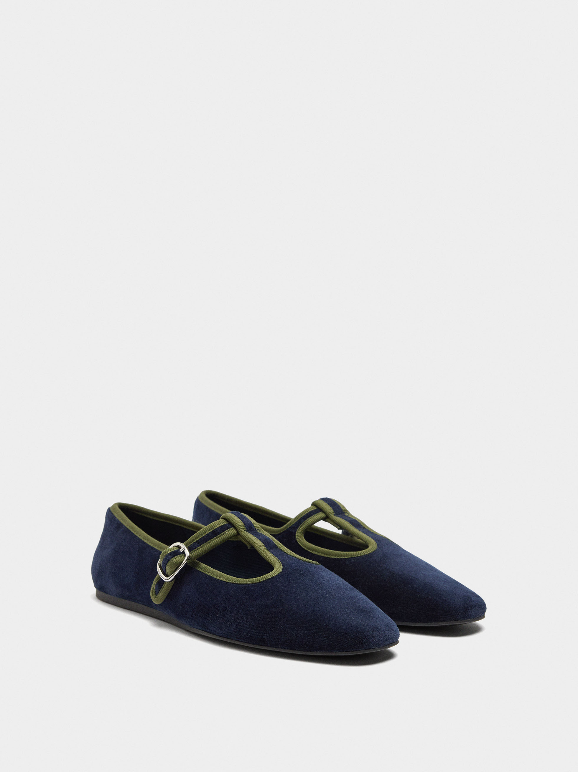 T-bar ballet flats with soft texture image number 2.0