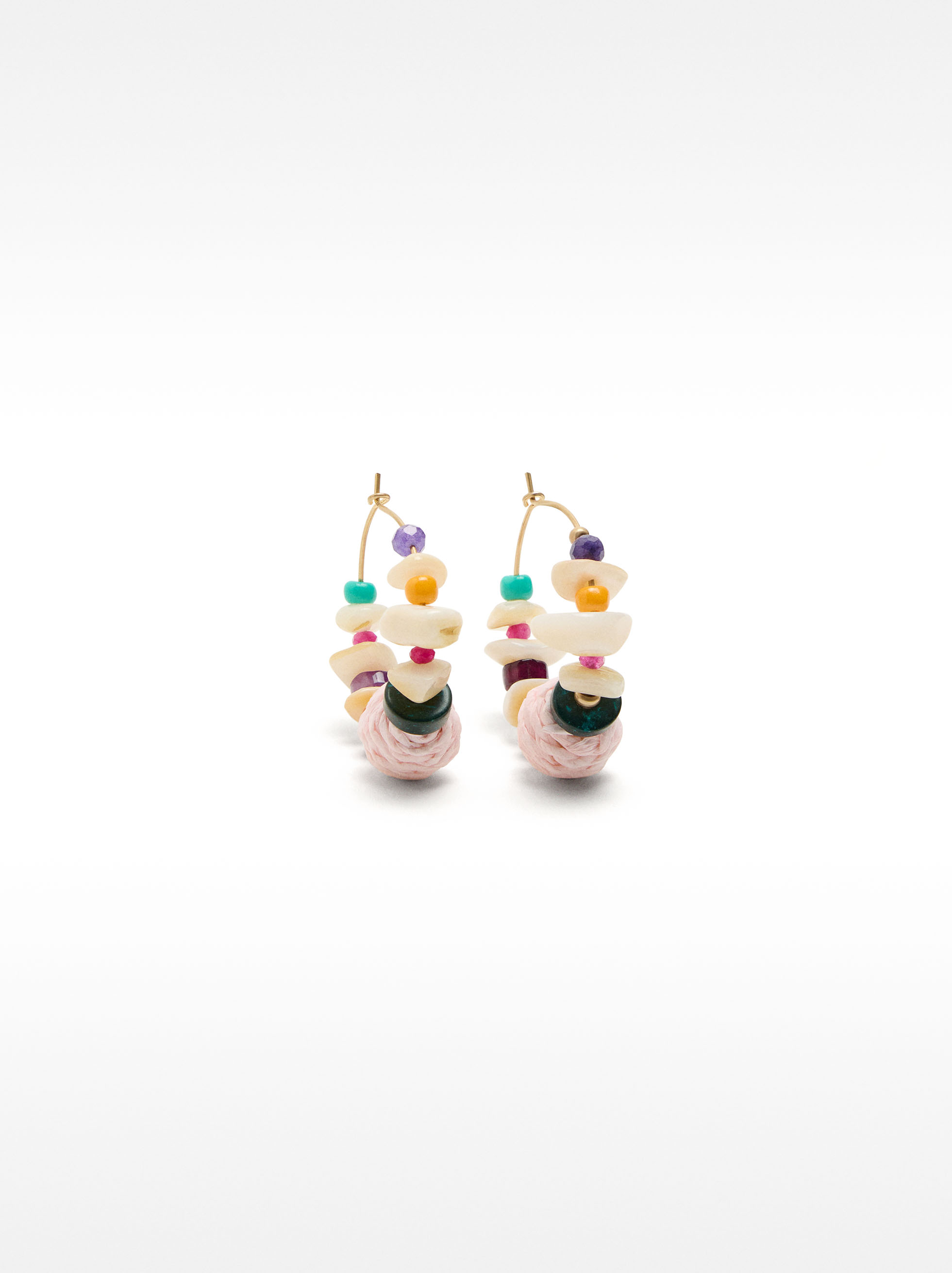 Hoop earrings with stones, Multicolor, hi-res