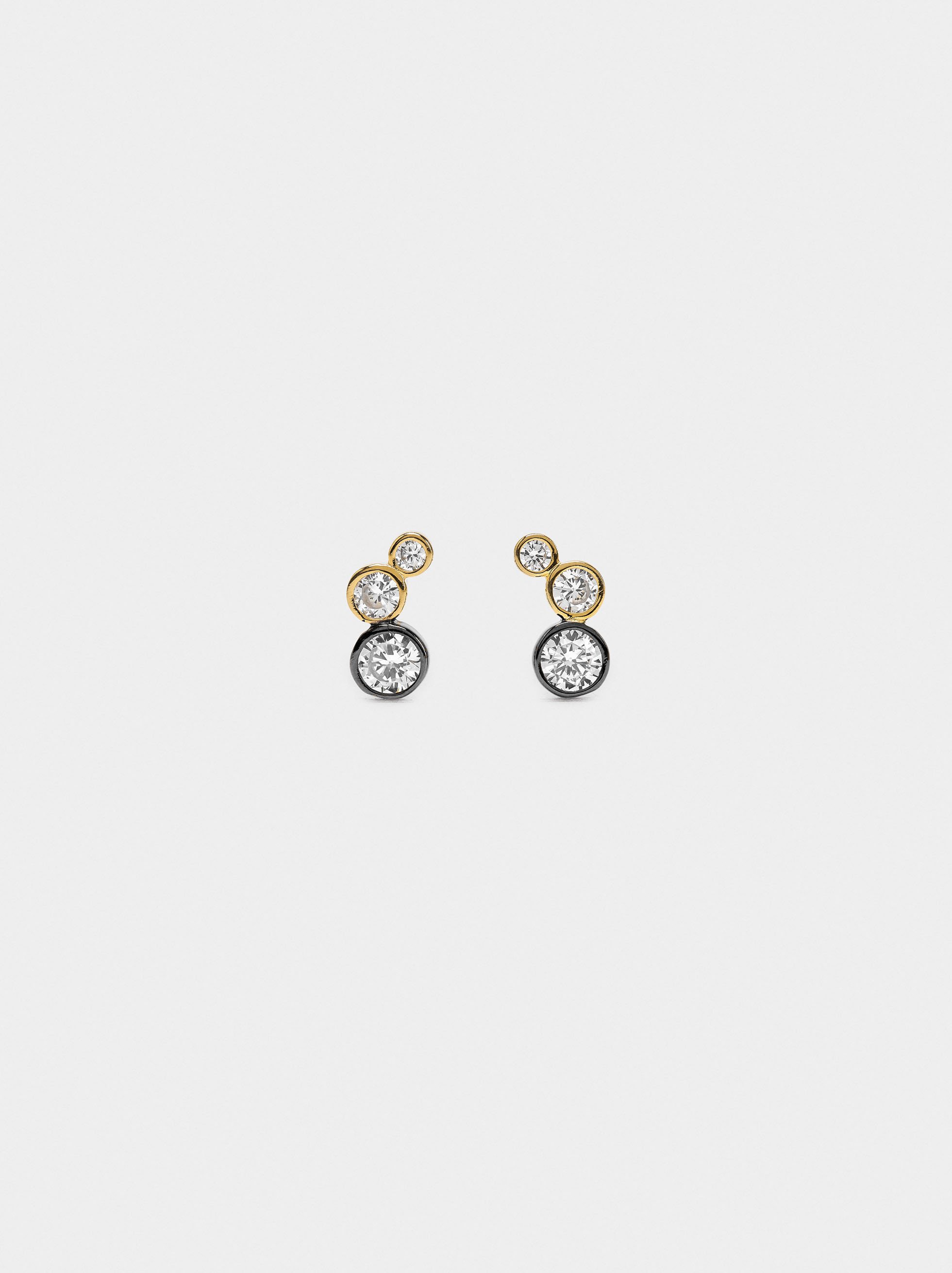 Bicolor earrings with cubic zircons - 925 sterling silver image number 0.0