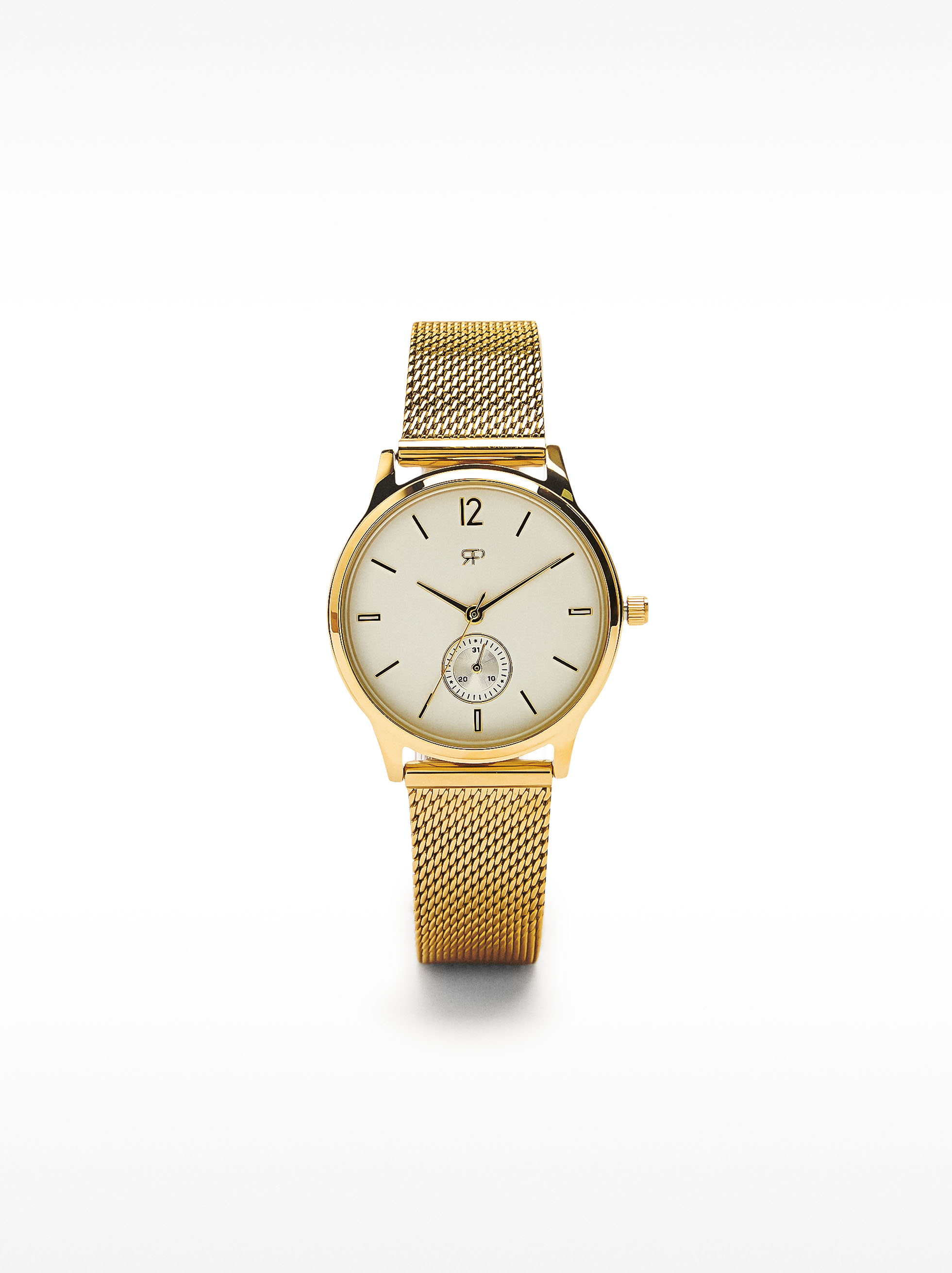 Watch with stainless steel mesh strap Golden | Parfois