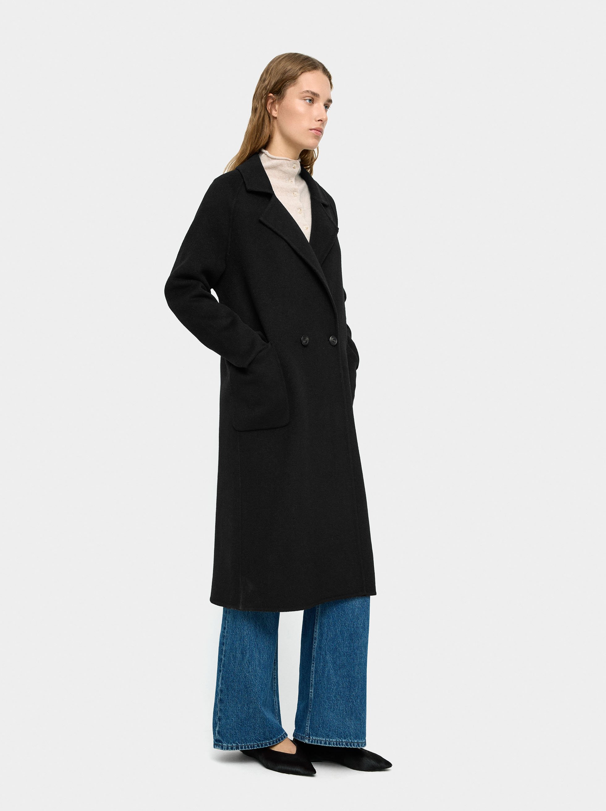 Long coat with wool blend image number 2.0