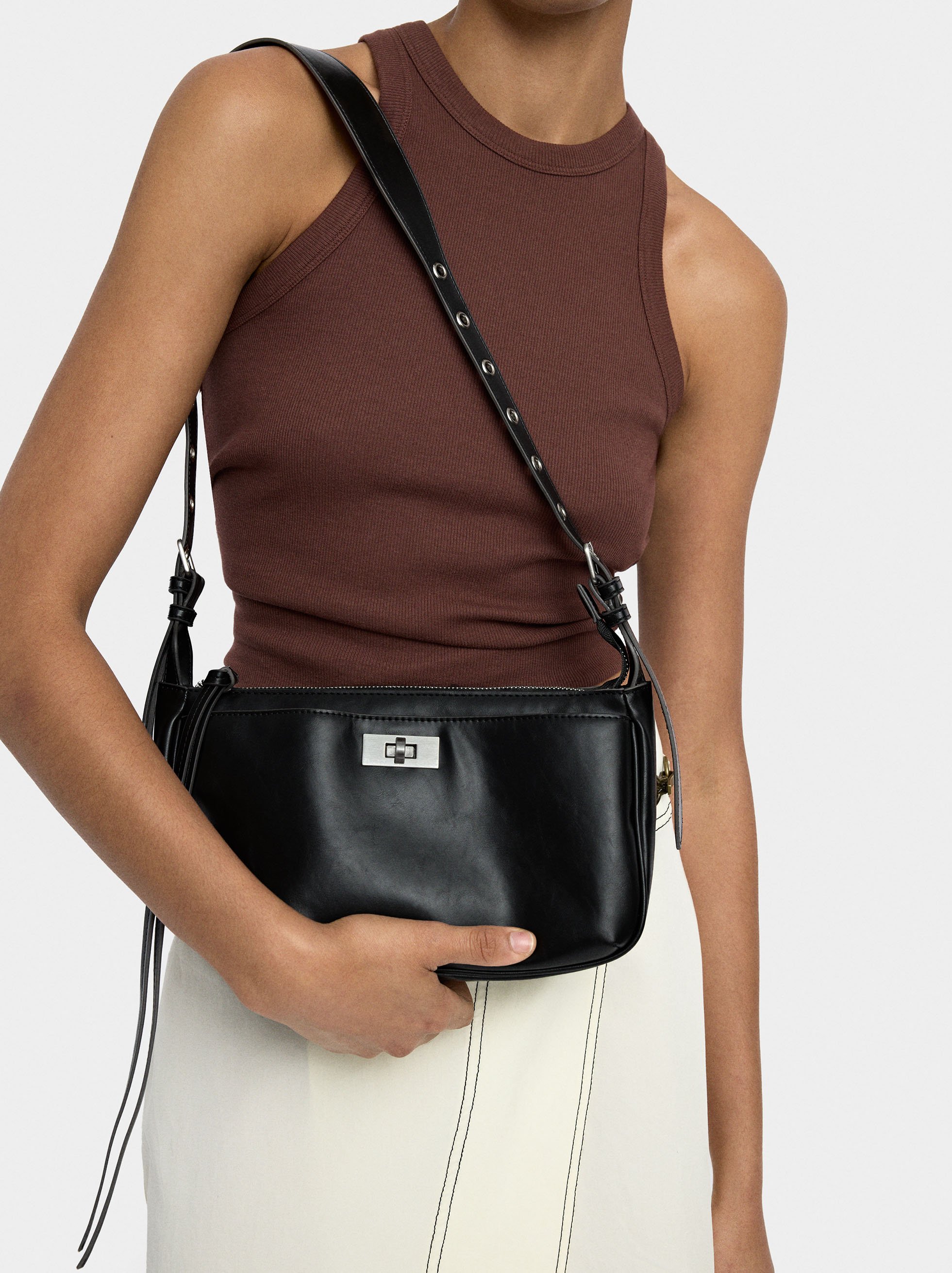 Shoulder bag with studded strap M image number 1.0