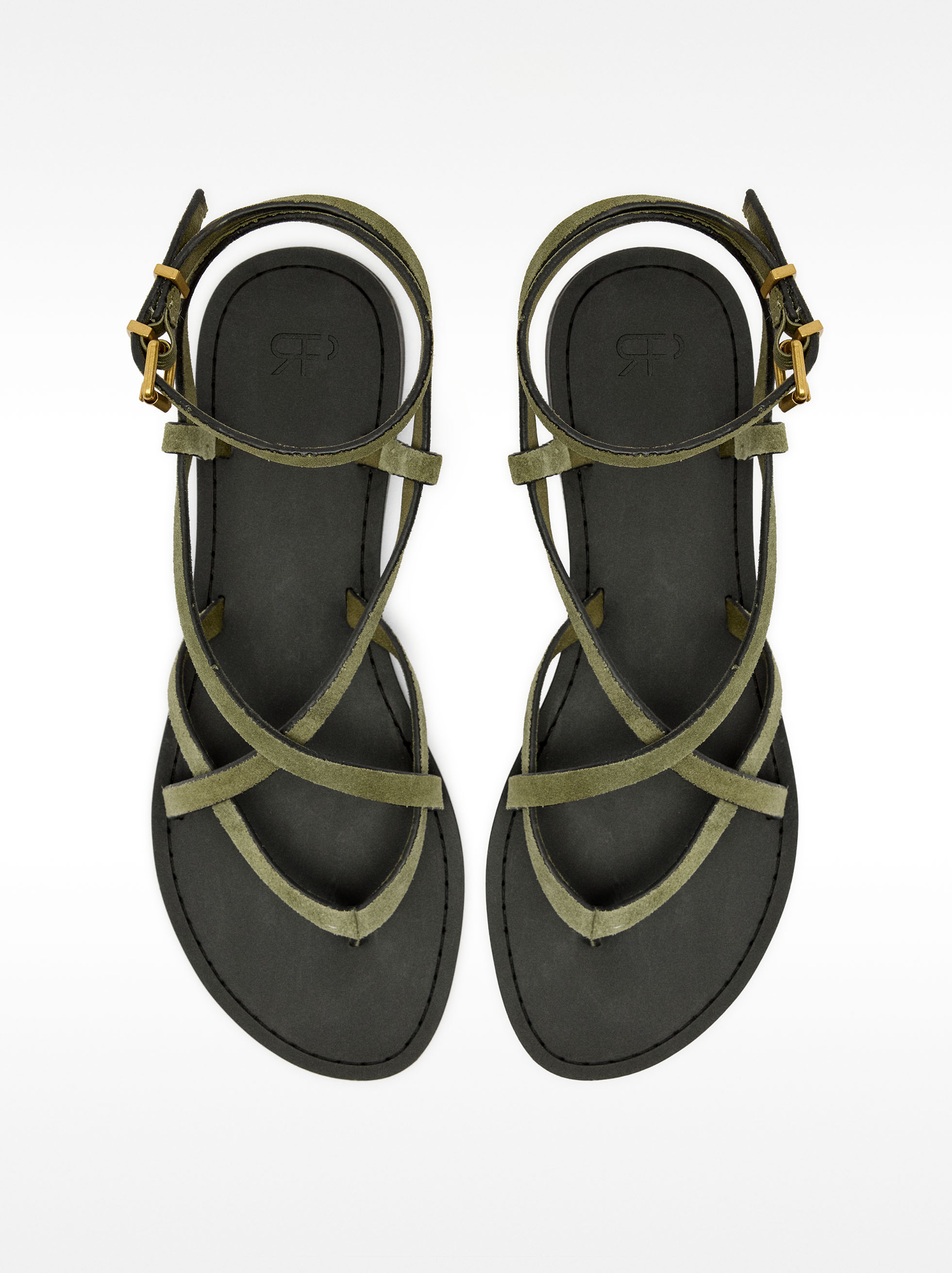 Flat leather sandals with straps image number 0.0