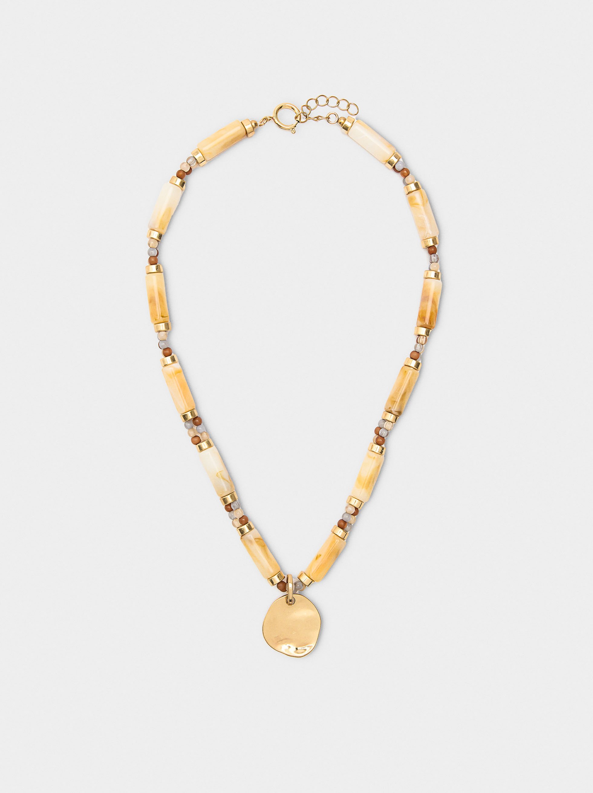 Short segmented necklace with stone effect image number 0.0