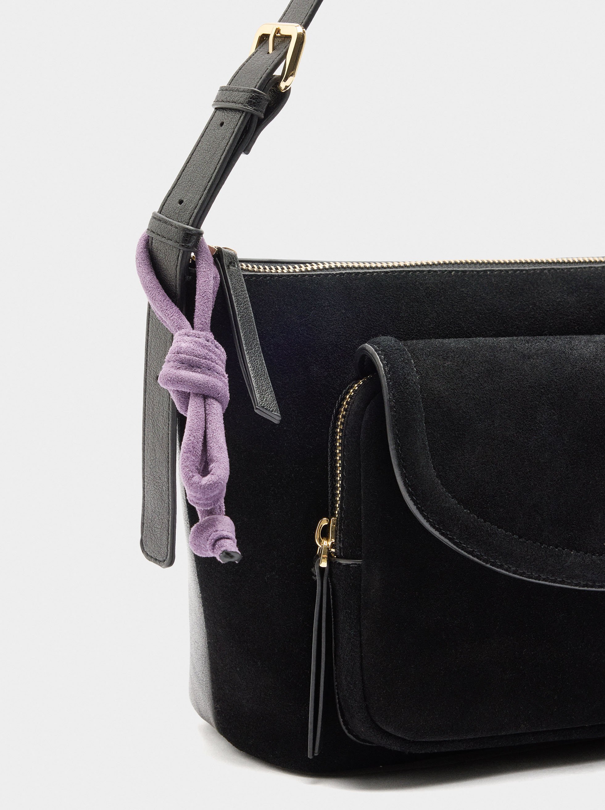 Shoulder bag with leather image number 2.0