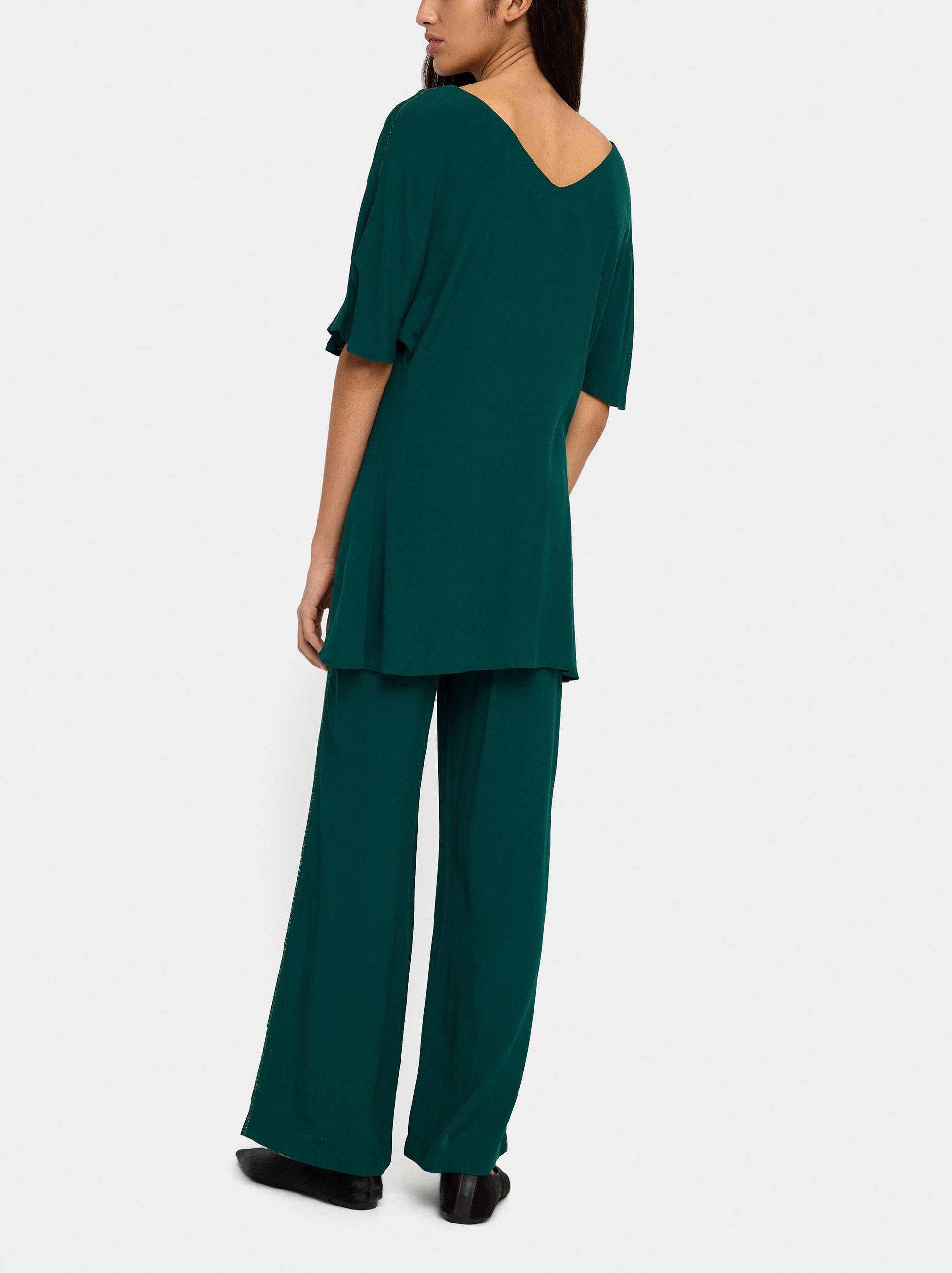 Long blouse with shiny detail image number 2.0