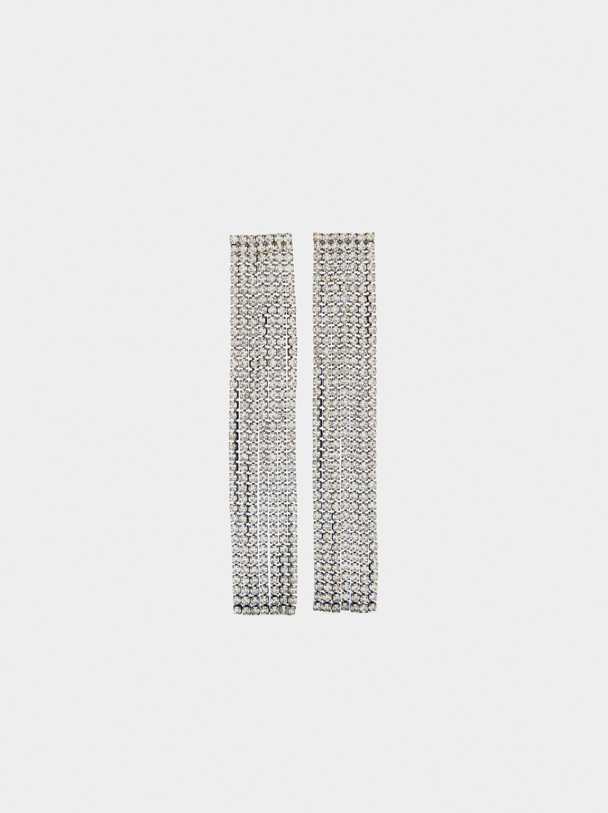 Lange Kettenohrringe mit Kristallen image number 0.0