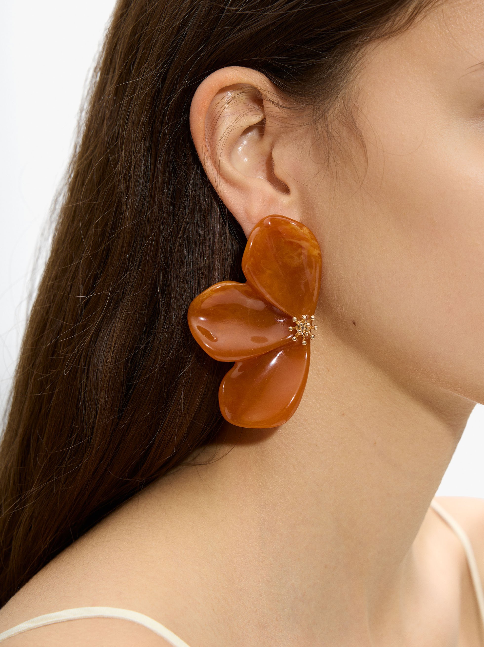 Maxi half-flower earrings image number 1.0