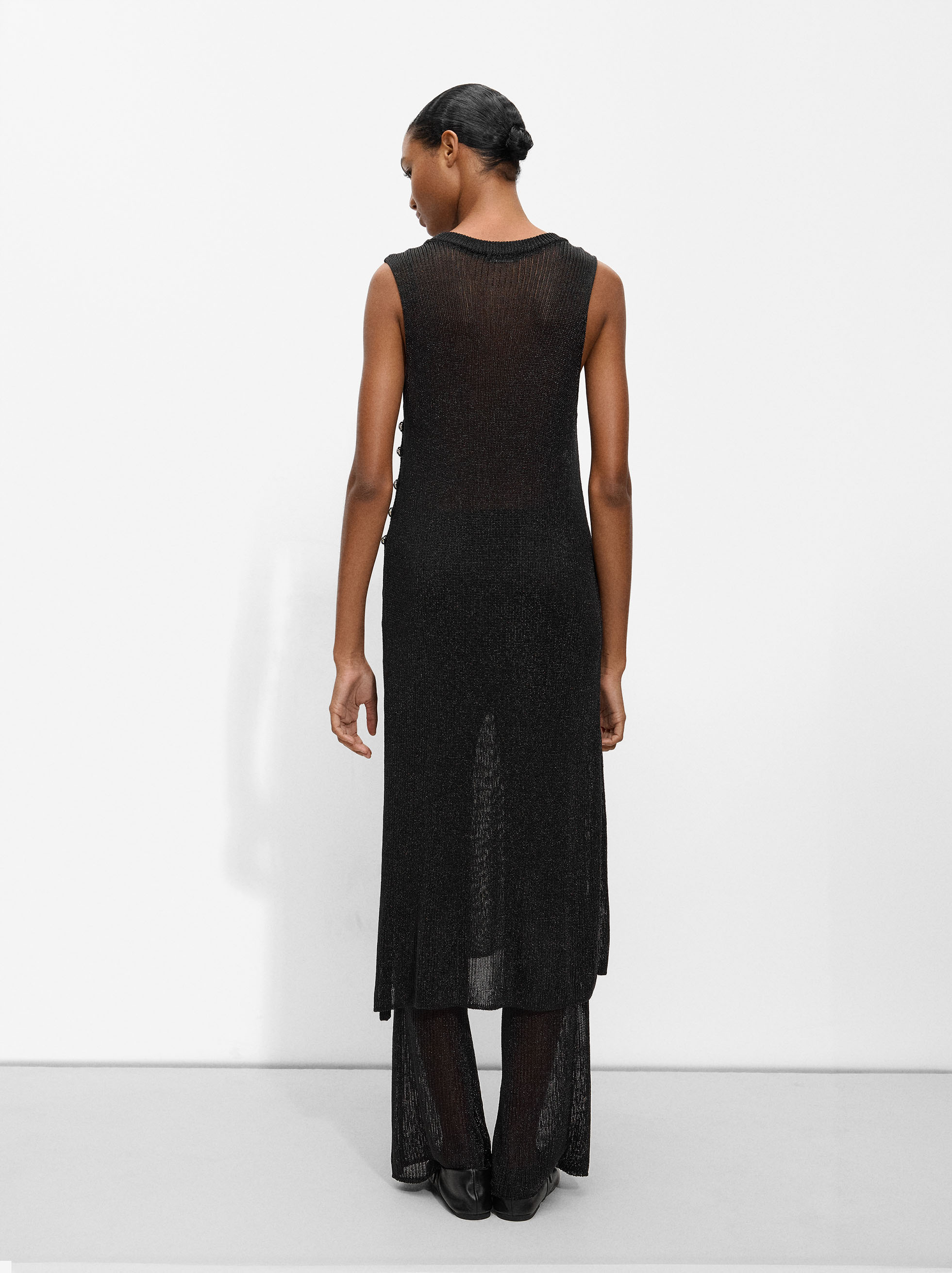 Vestido malha lurex abertura lateral image number 4.0