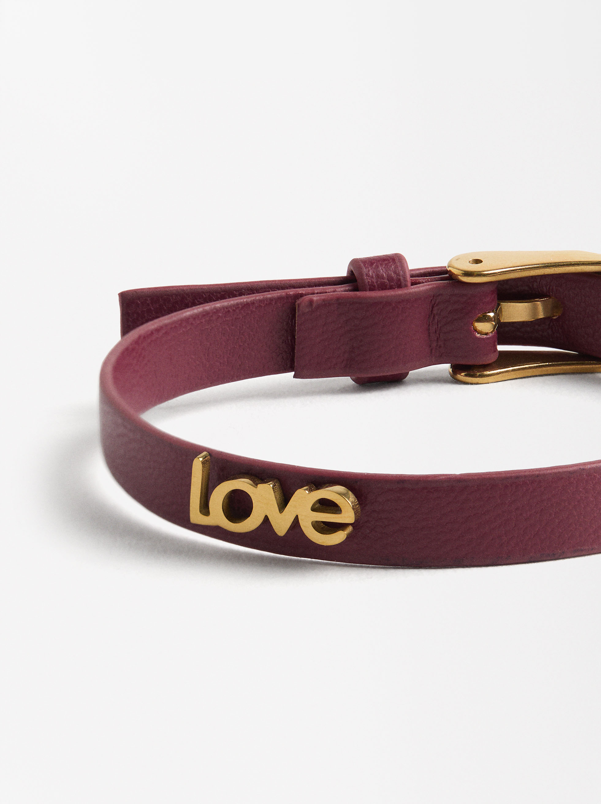 Bracelet with LOVE buckle - stainless steel image number 2.0