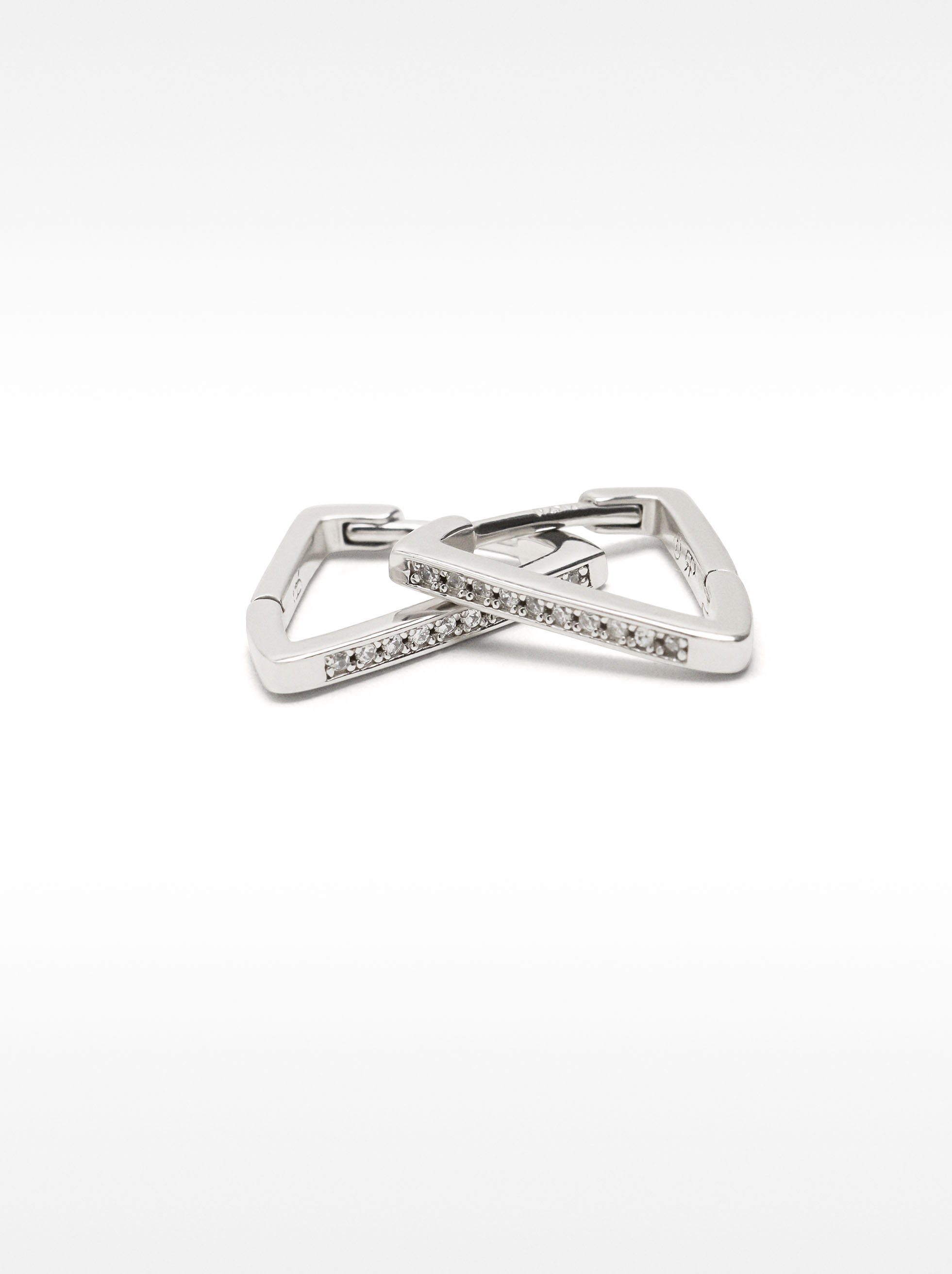 Boucles d’oreilles triangles avec zircons - argent sterling 925 image number 2.0