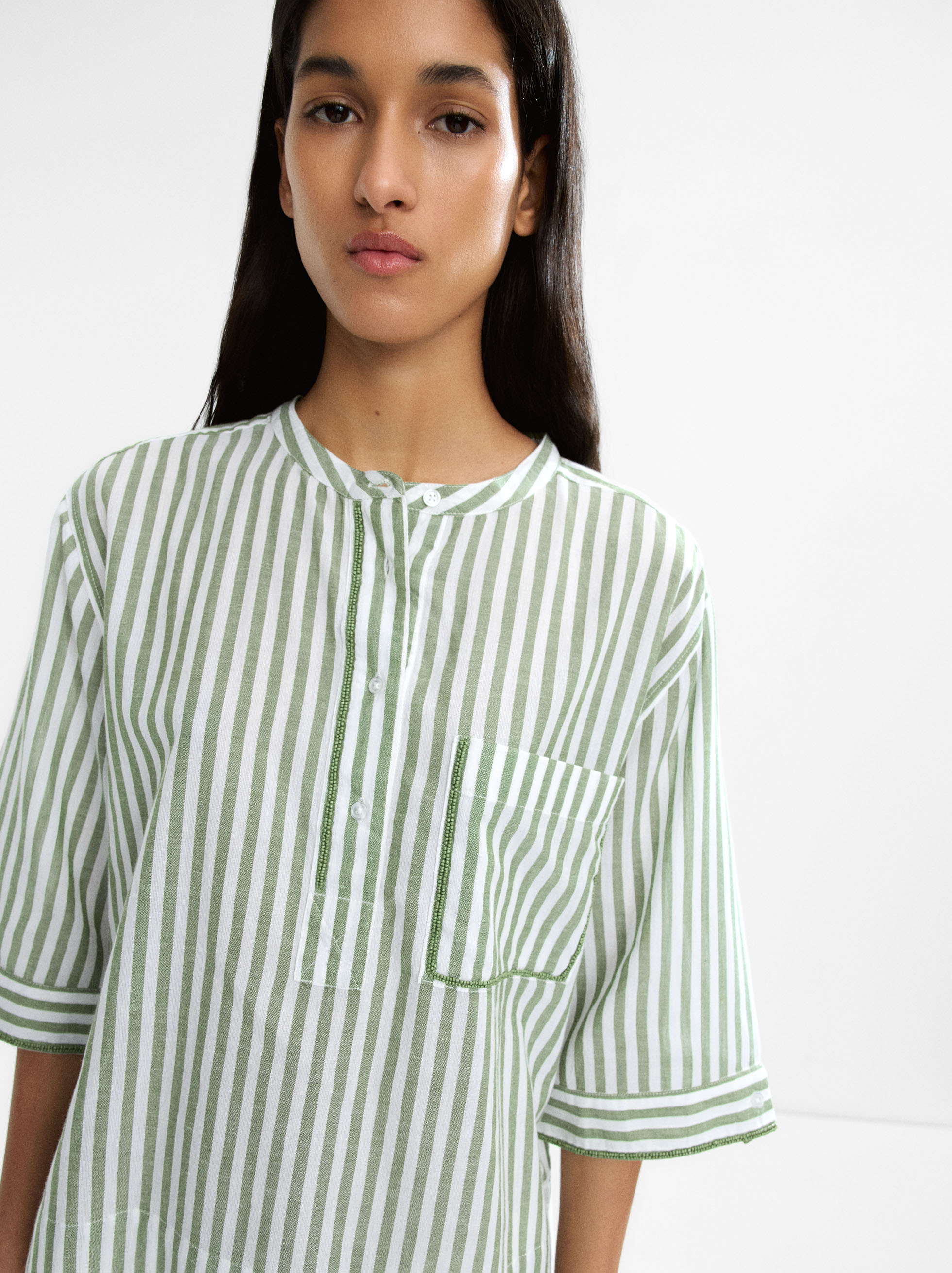 100% cotton striped shirt image number 4.0