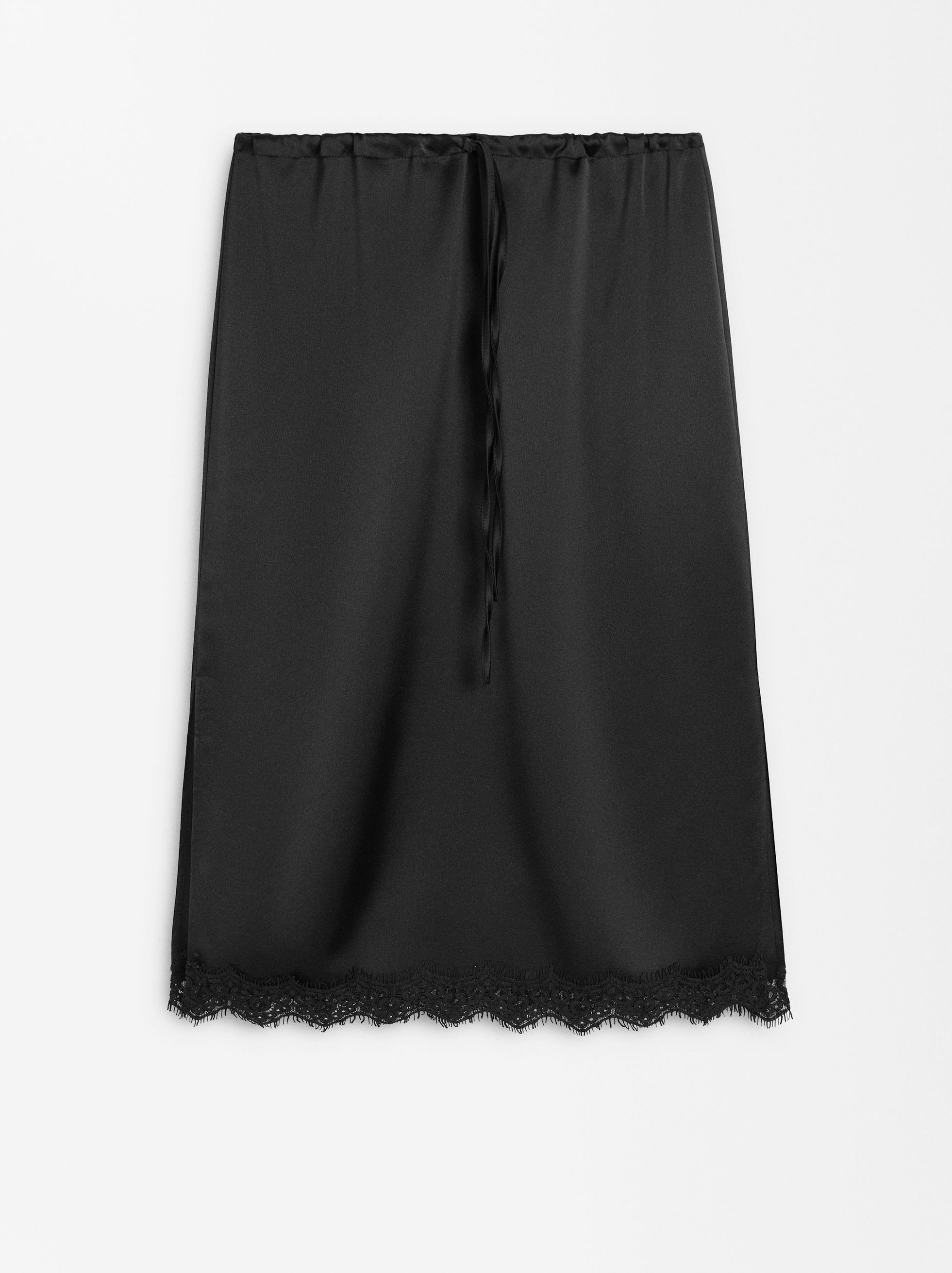Satin skirt with lace image number 0.0