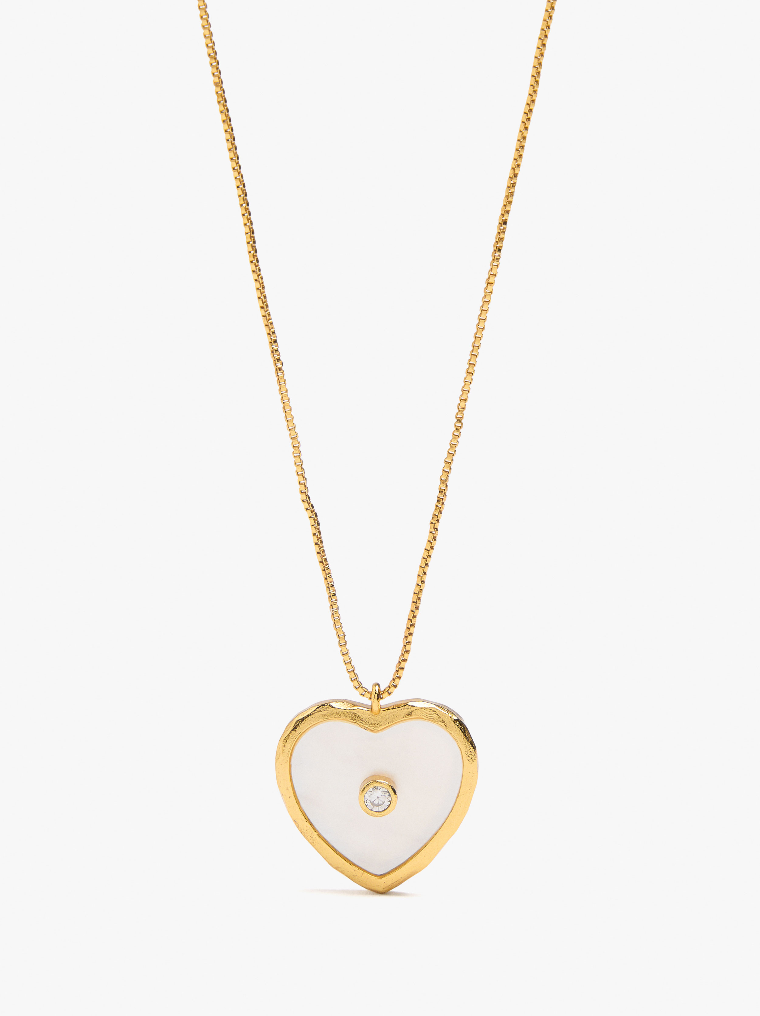 Heart pendant necklace with pearl and zirconia swim 18k gold