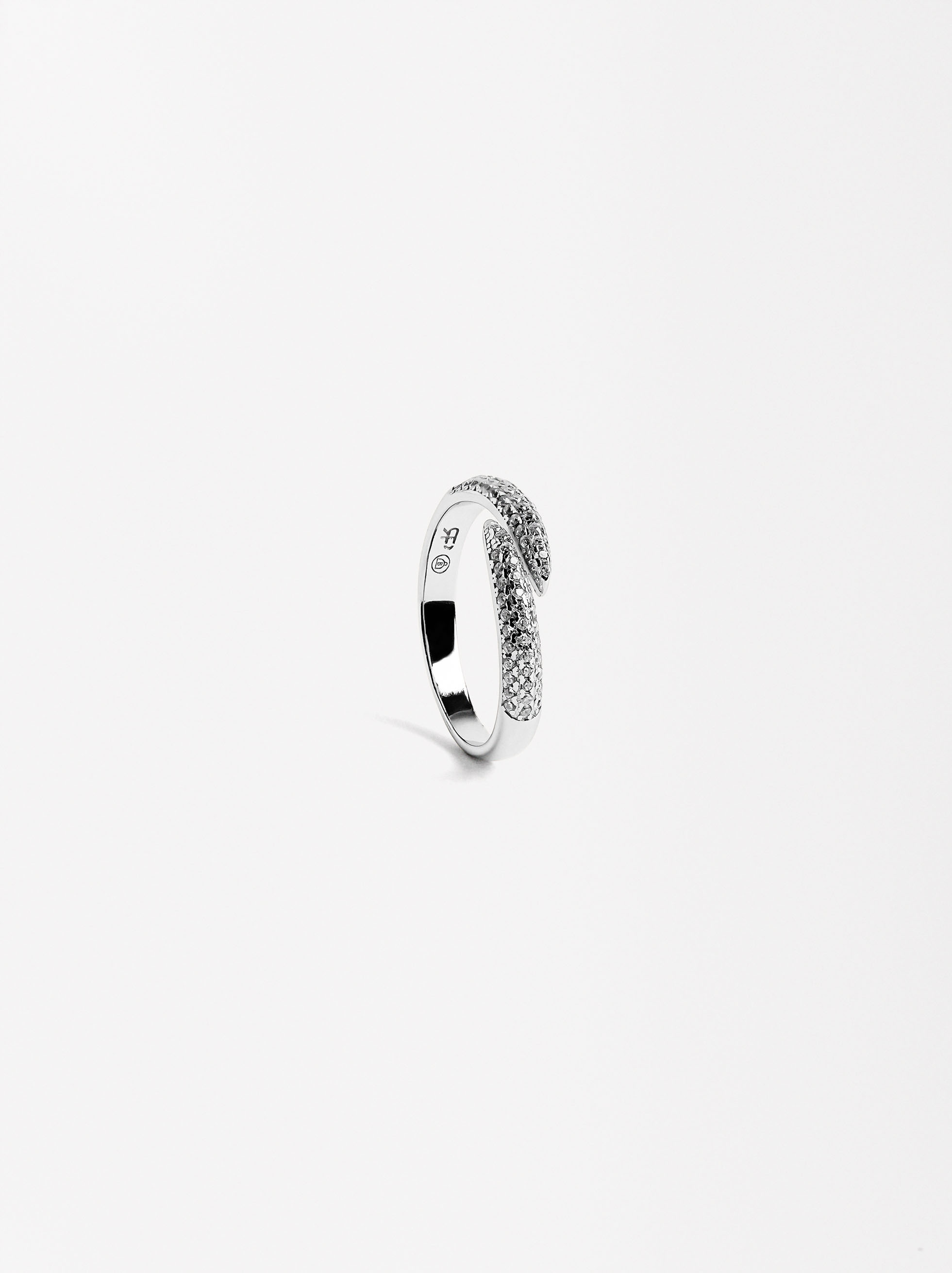 Cross ring with zircons - 925 sterling silver, Silver, hi-res