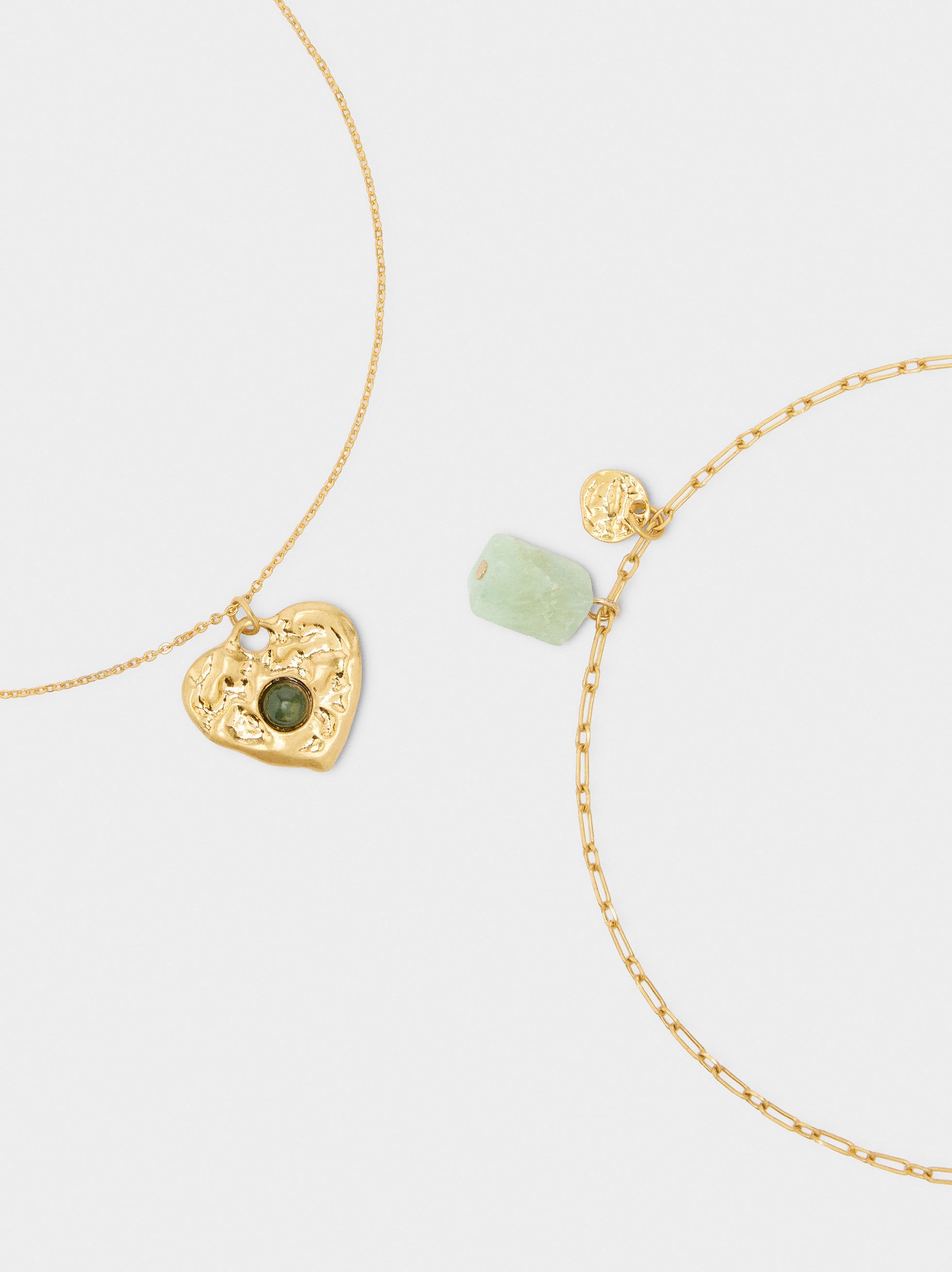 Set de colliers avec pendentif cœur et pierre image number 2.0