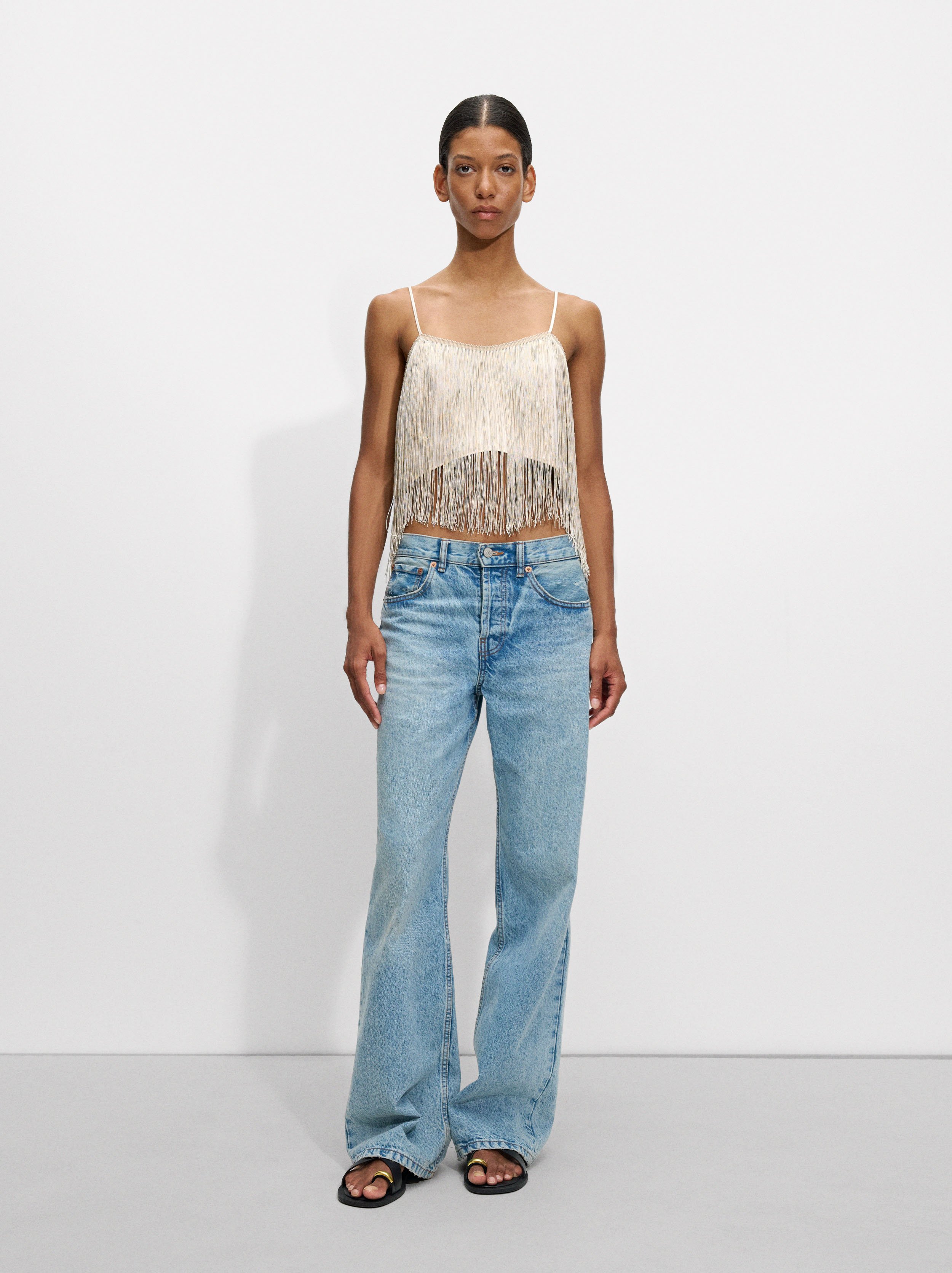 Short top with fringes image number 4.0