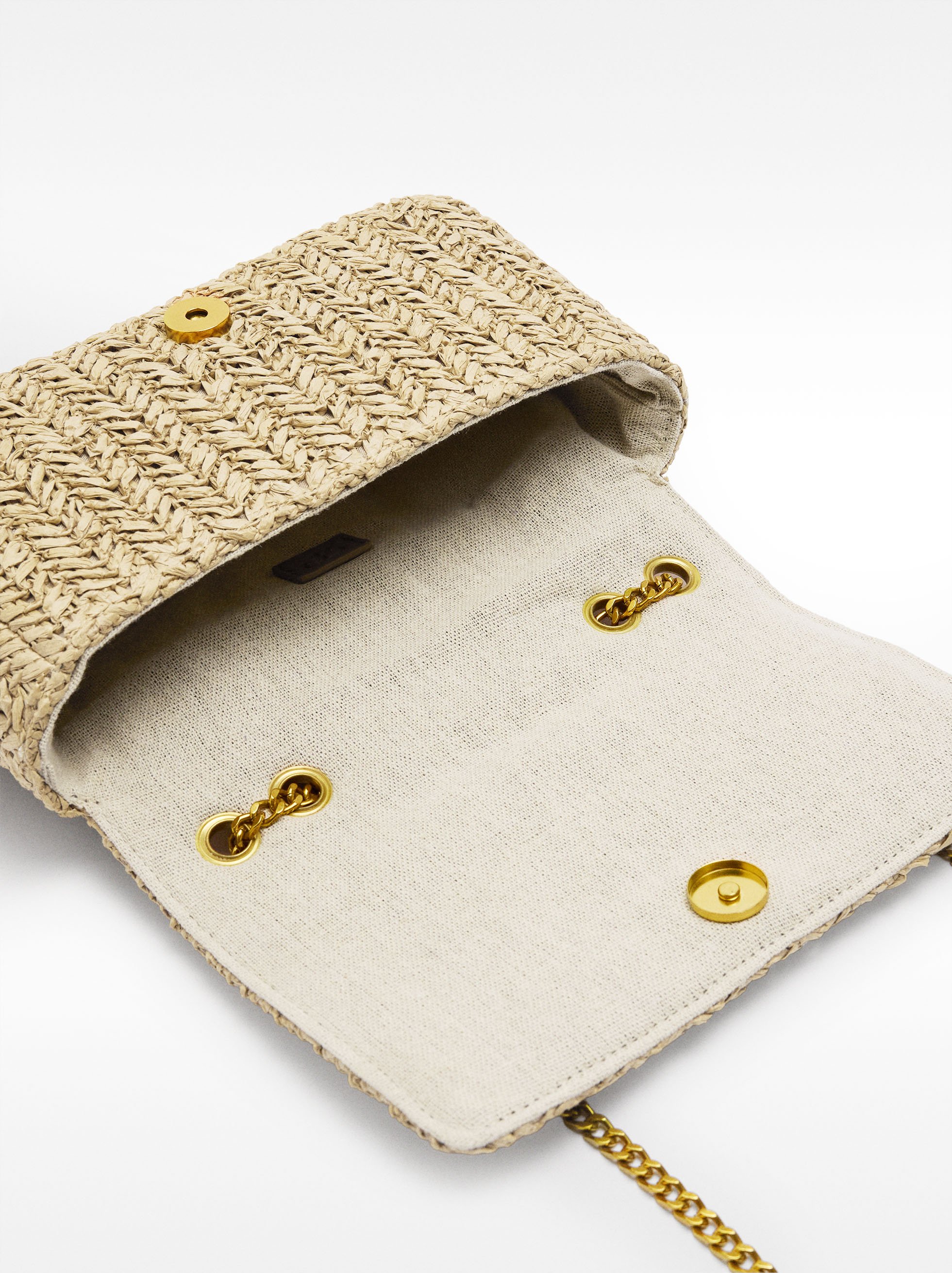 Shoulder bag with straw effect image number 3.0