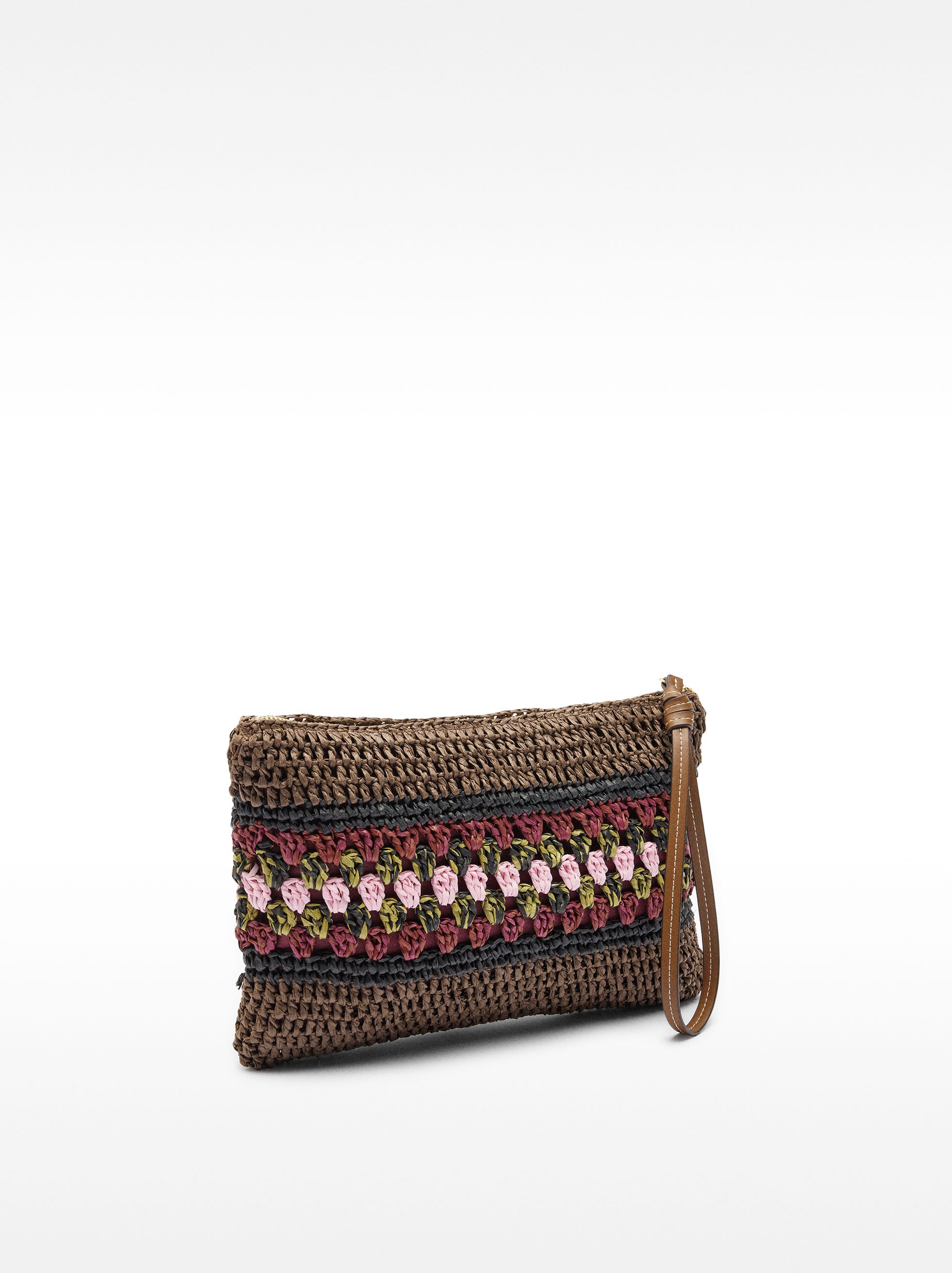 Straw-effect envelope bag with braided detail image number 2.0