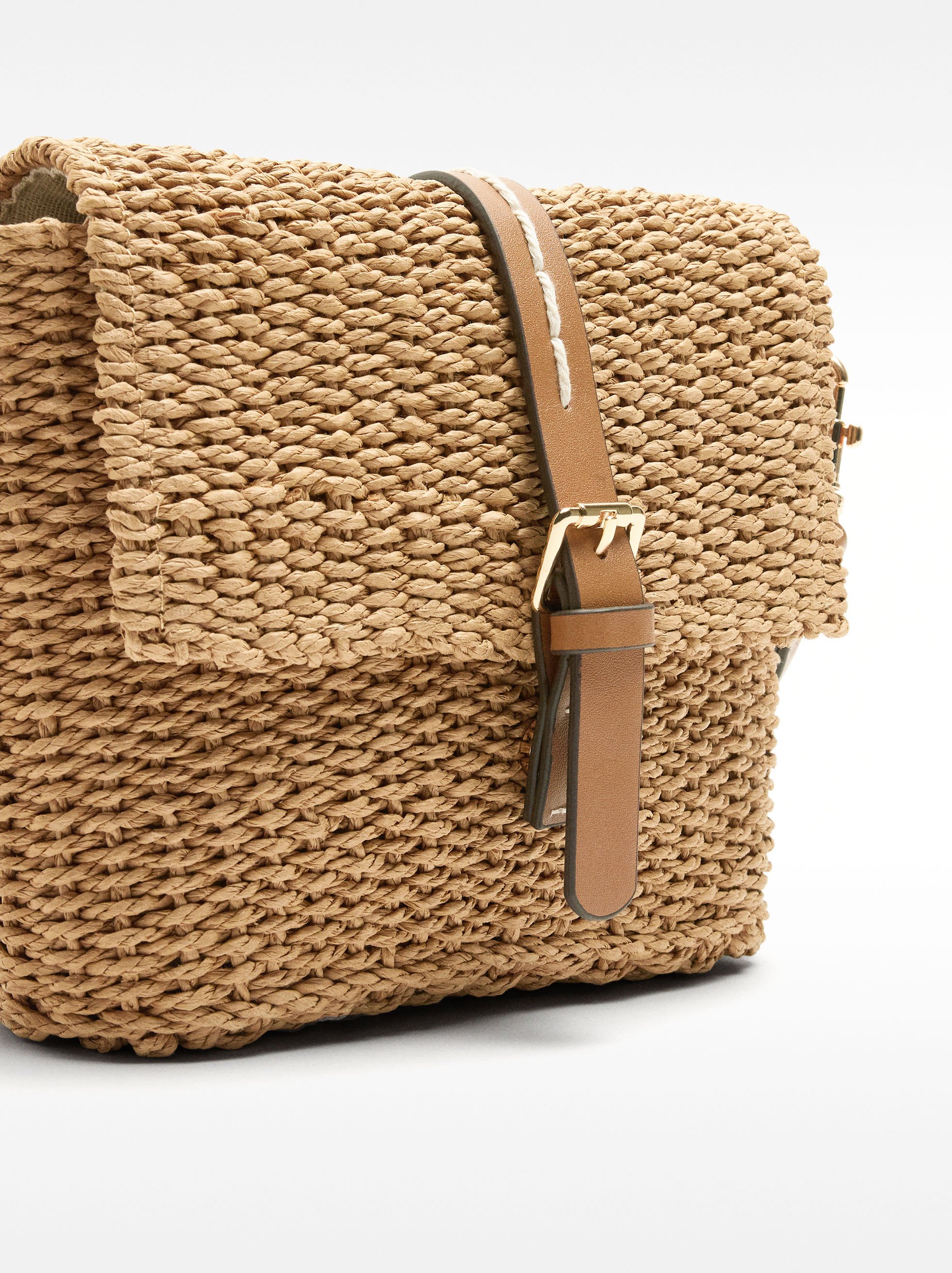 Raffia crossbody bag with flap image number 2.0