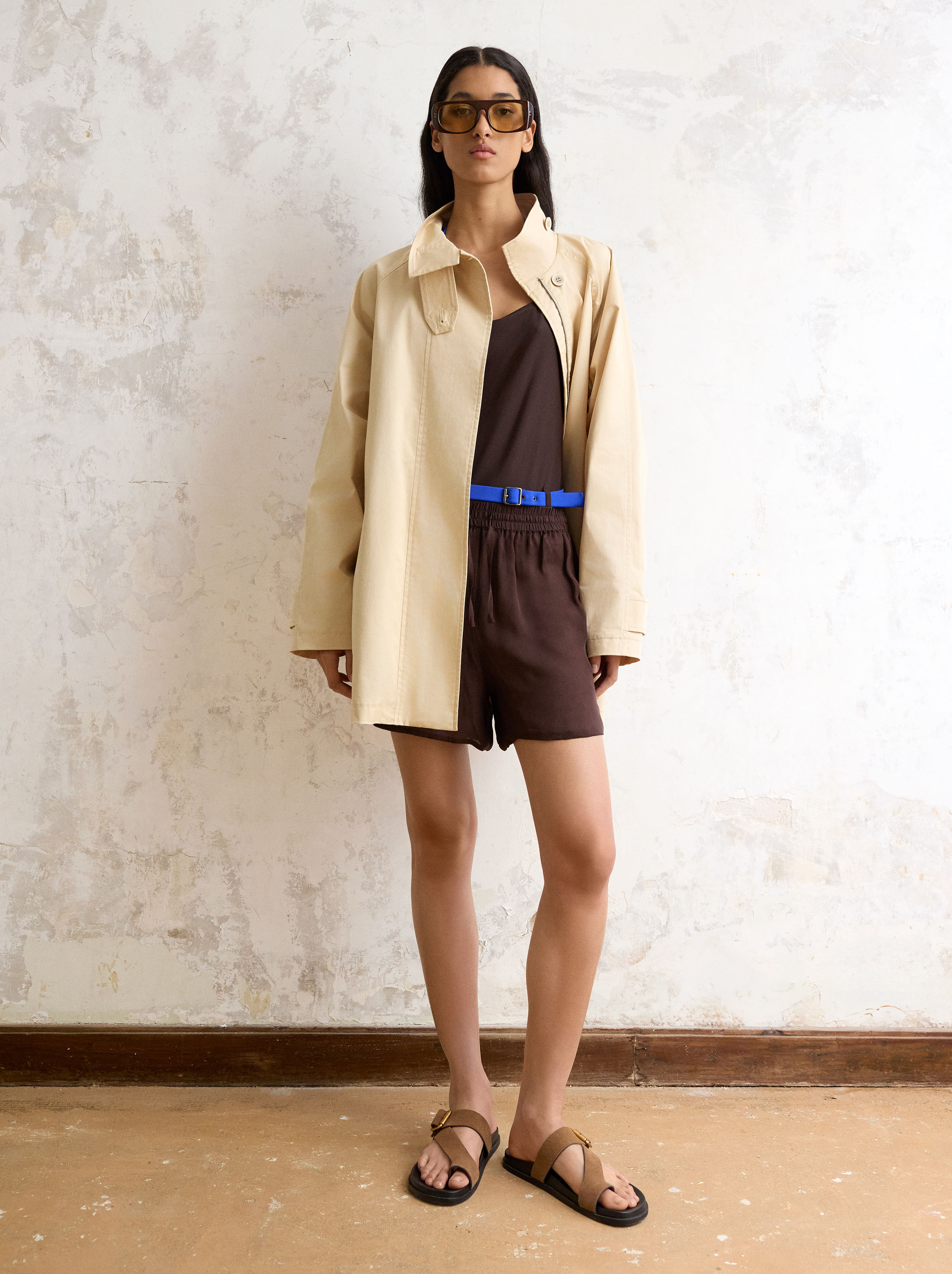 High-neck cotton coat image number 0.0