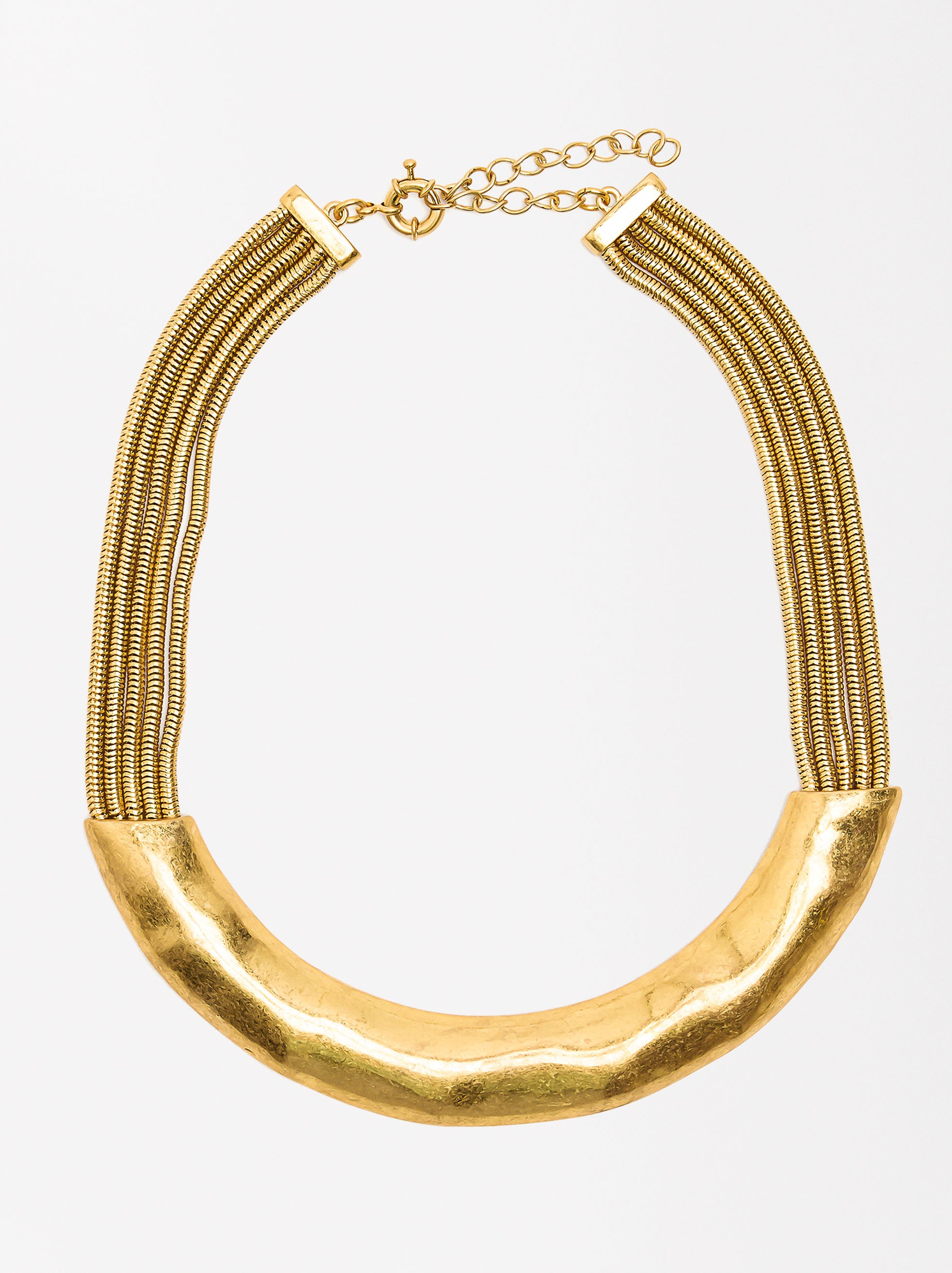 Short hammered effect necklace image number 0.0