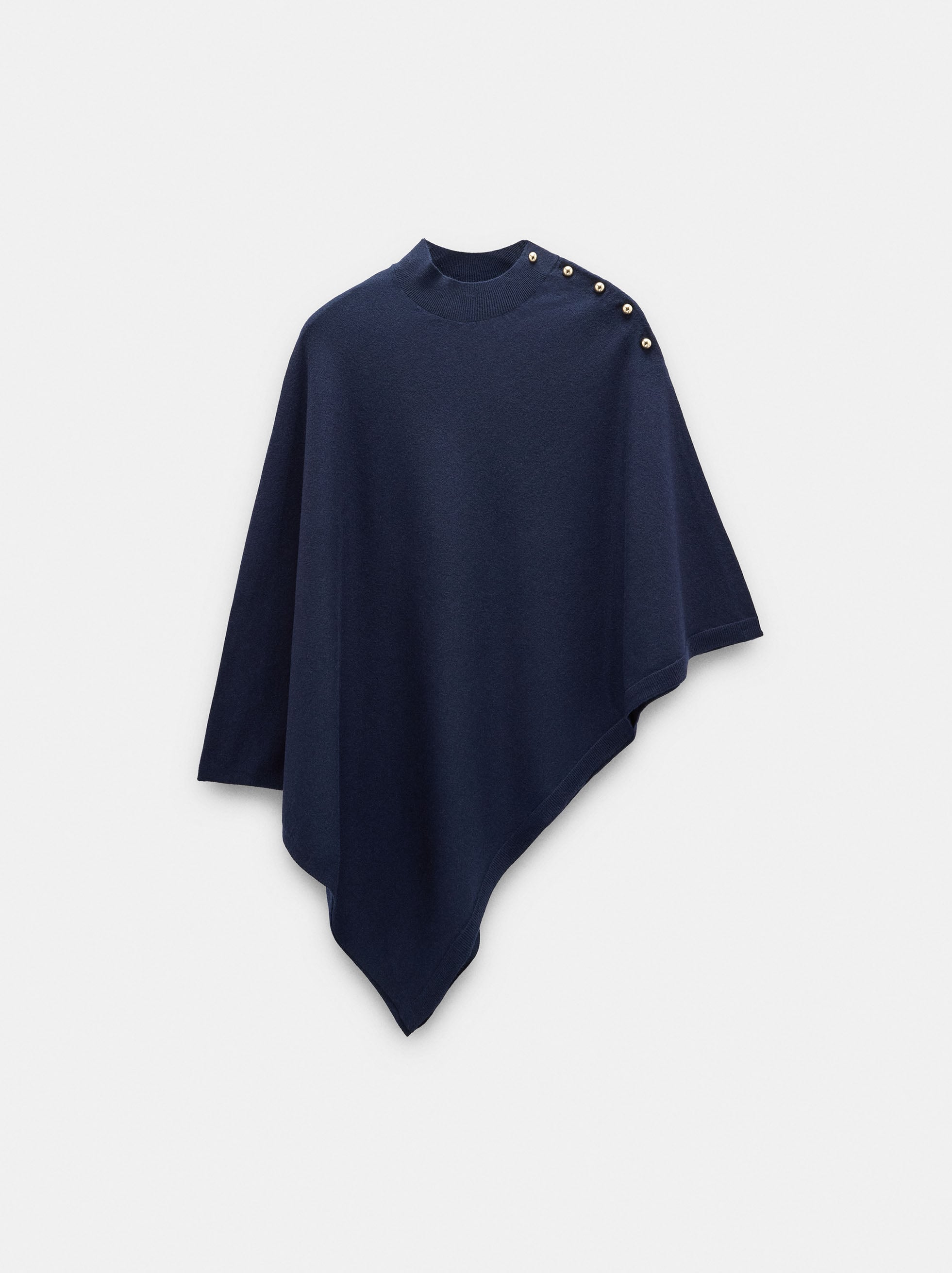 Asymmetrical knit cape with buttons image number 4.0