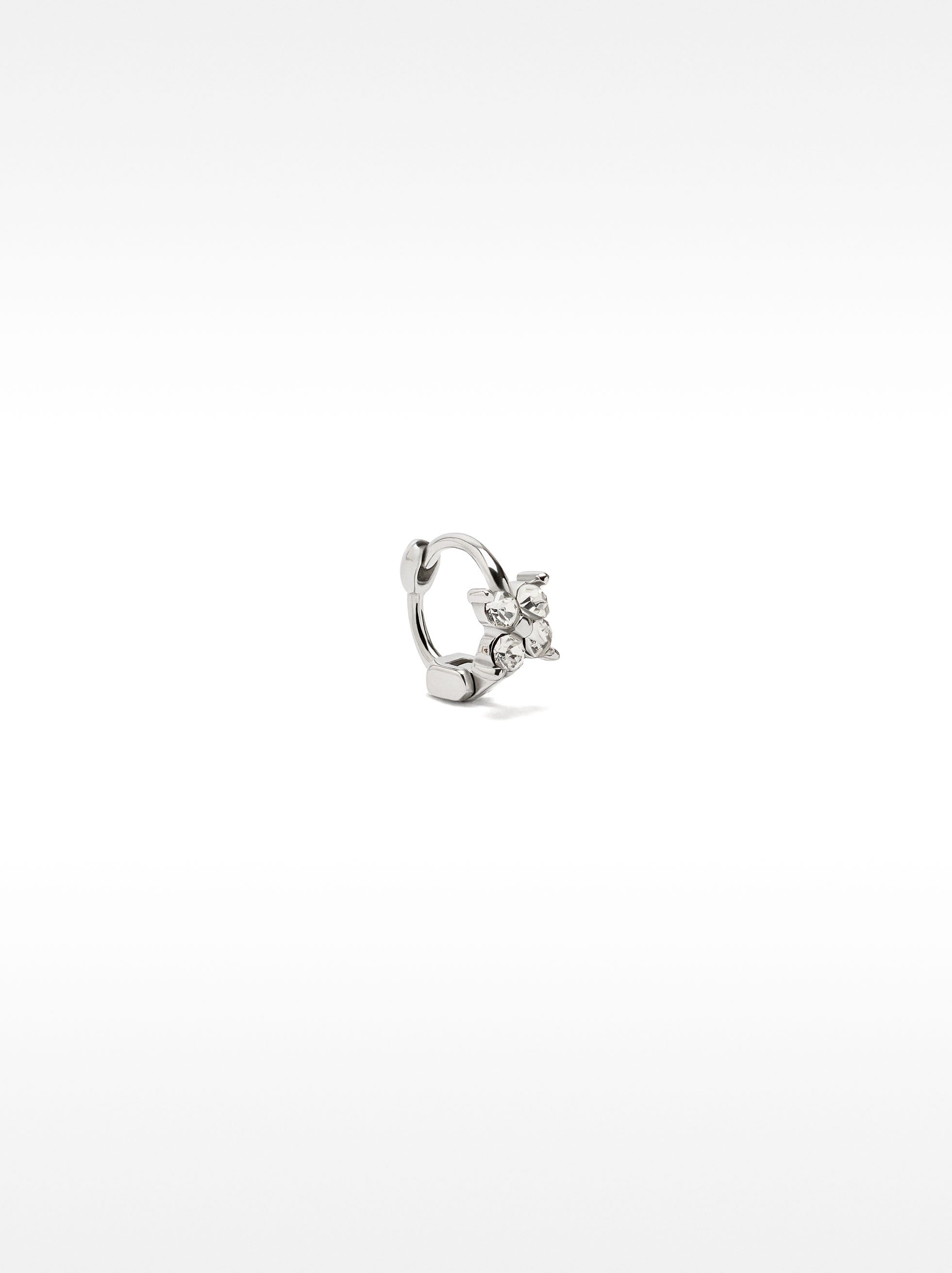 Piercing all’orecchio a fiore con cristalli – acciaio inossidabile image number 0.0