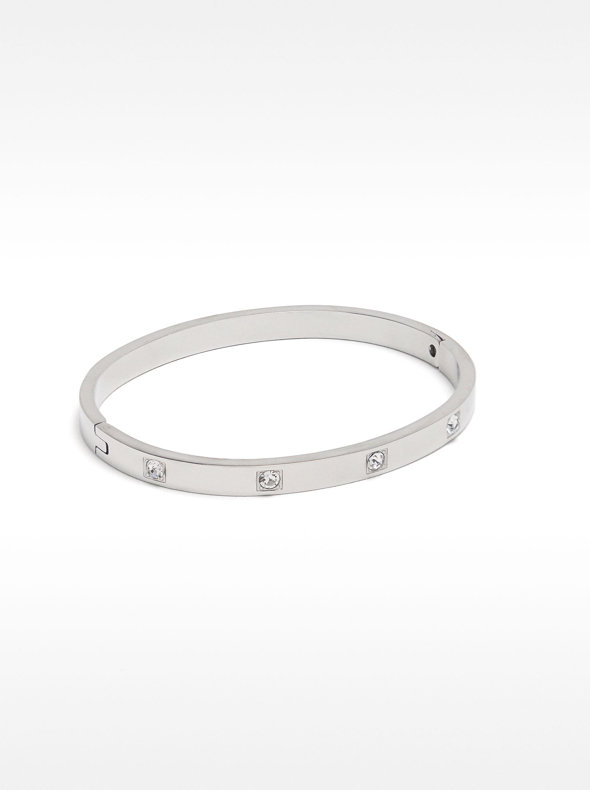 Pulseira rígida com cristais - aço inoxidável image number 2.0
