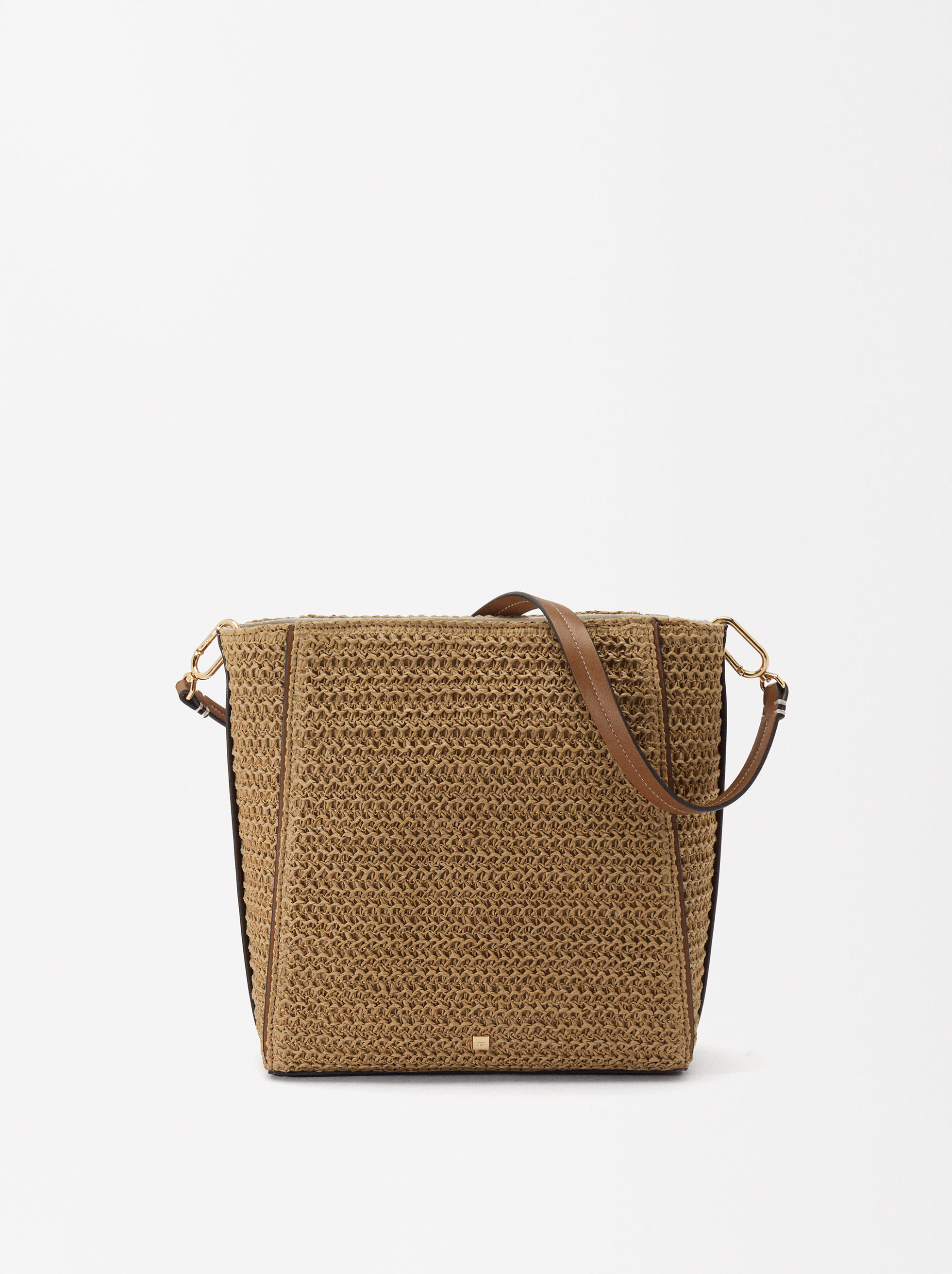 Straw-effect shoulder bag  image number 0.0