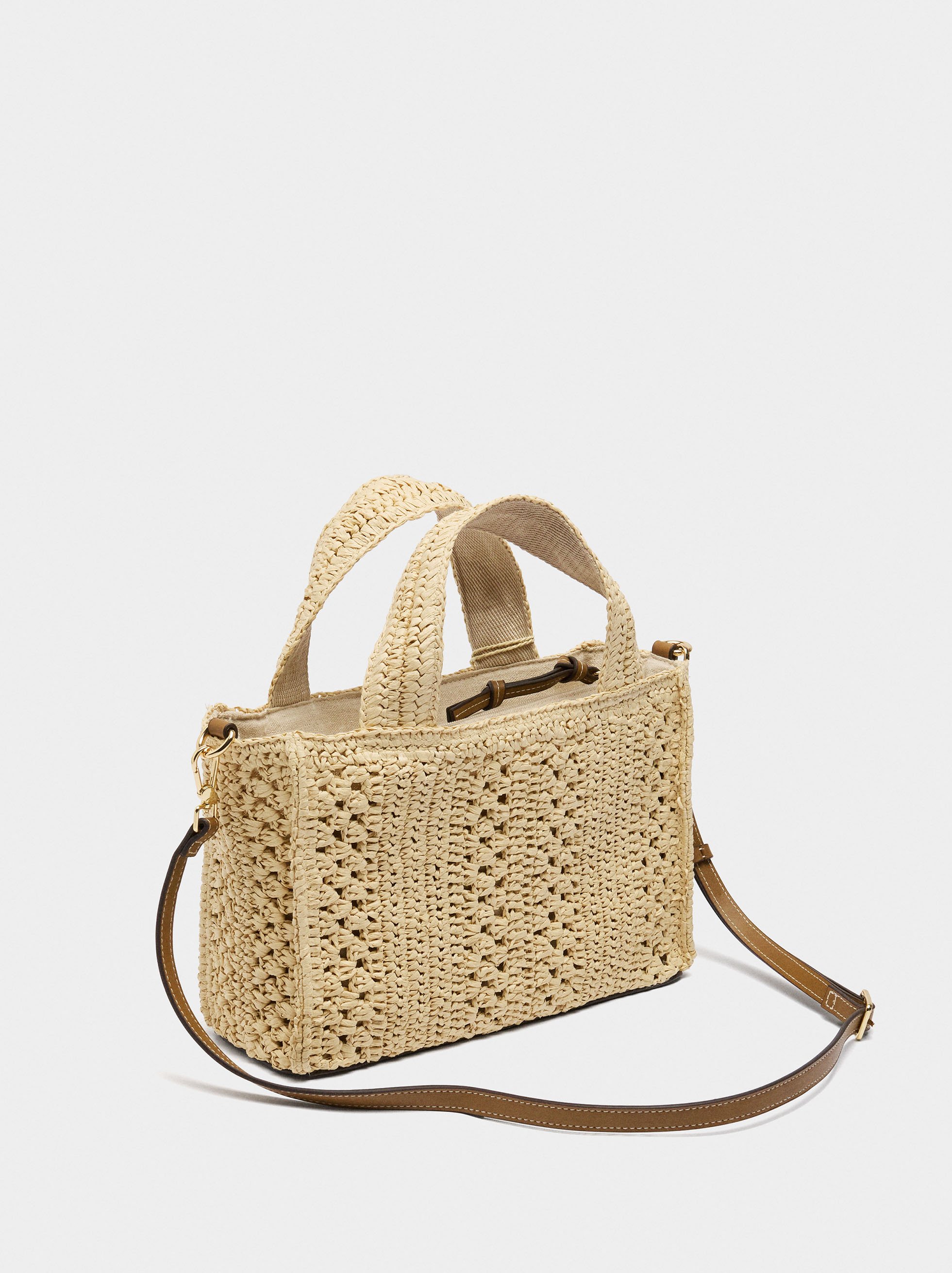 Sac cabas tote avec bandoulière effet paille image number 3.0