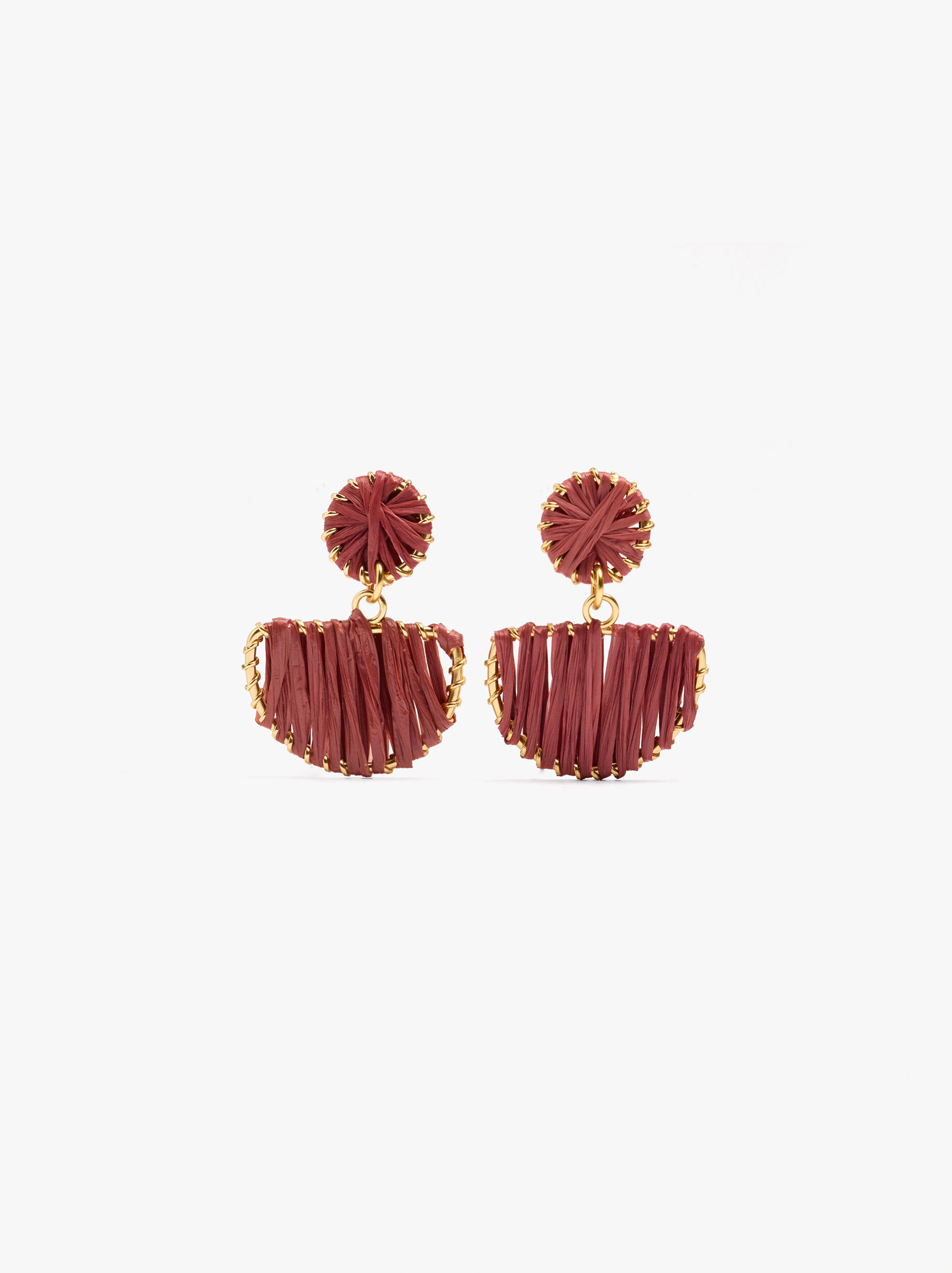 Semicircle earrings with raffia image number 0.0