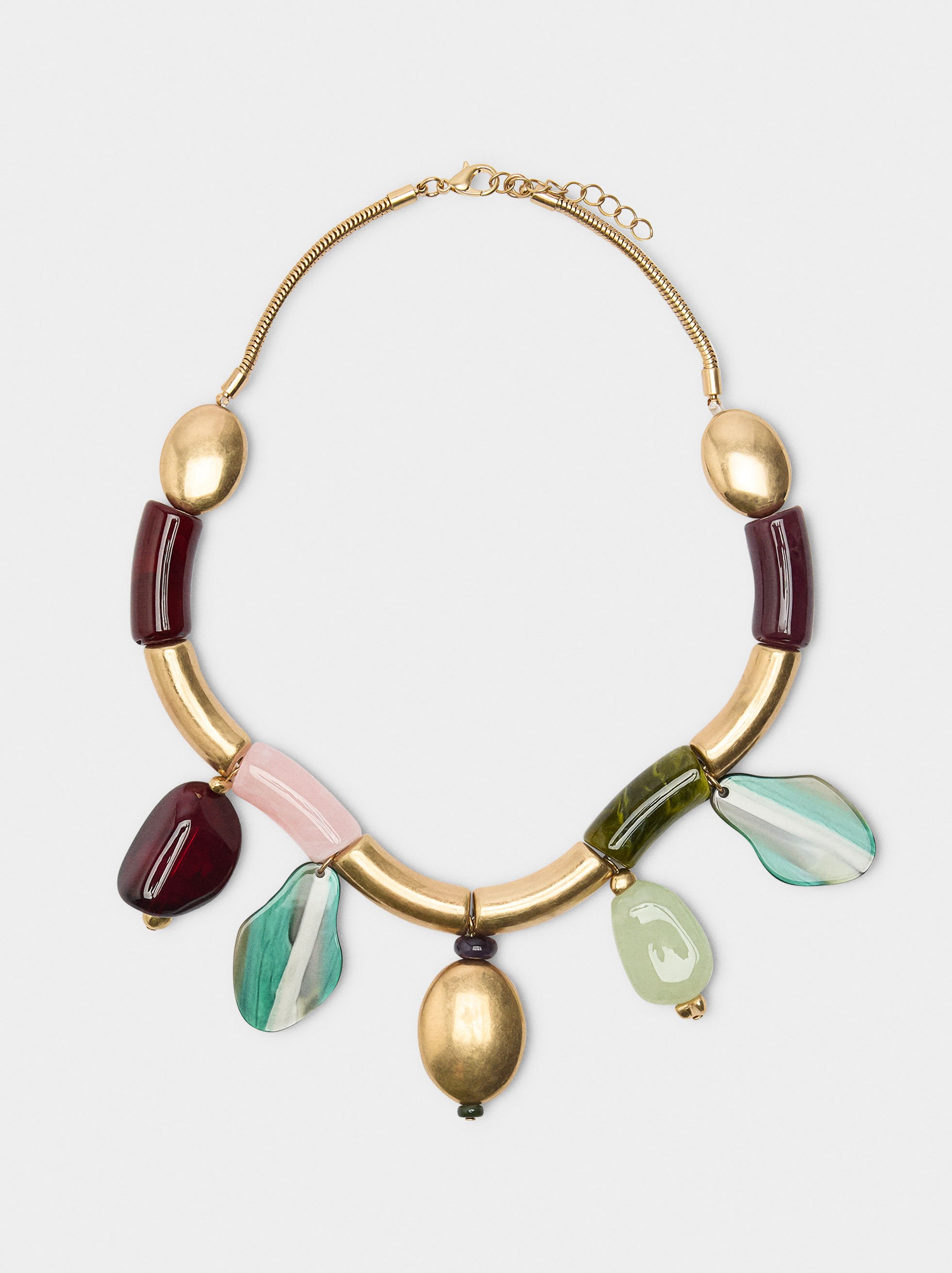 Short necklace with stone effect pendants image number 0.0